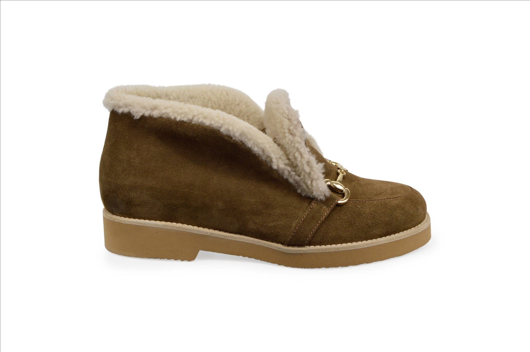 Topánky na nízkom podpätku velour tabacco