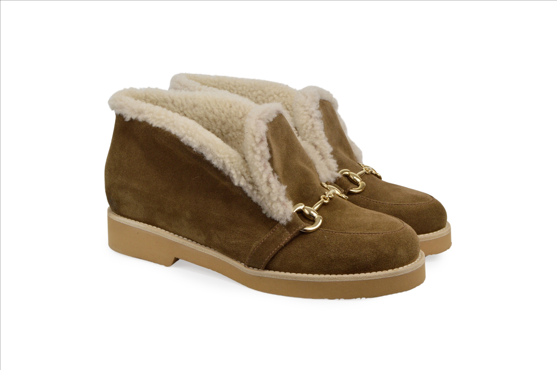 Topánky na nízkom podpätku velour tabacco – Obrázok 2