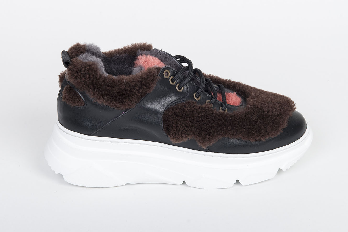 Tenisky zateplené marrone, rosa, grigio