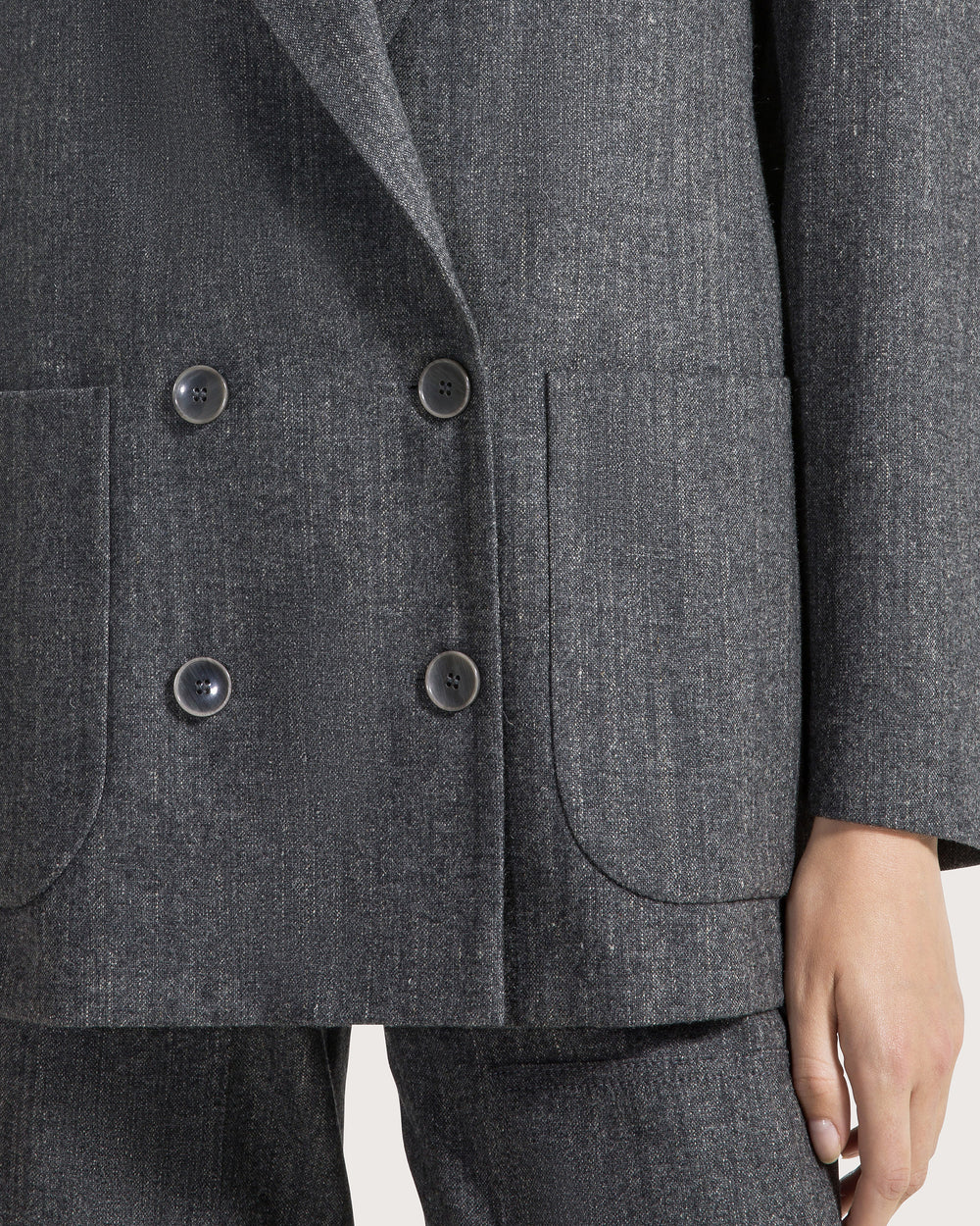 Sako grigio tweed fine mistolana stretch – Obrázok 6