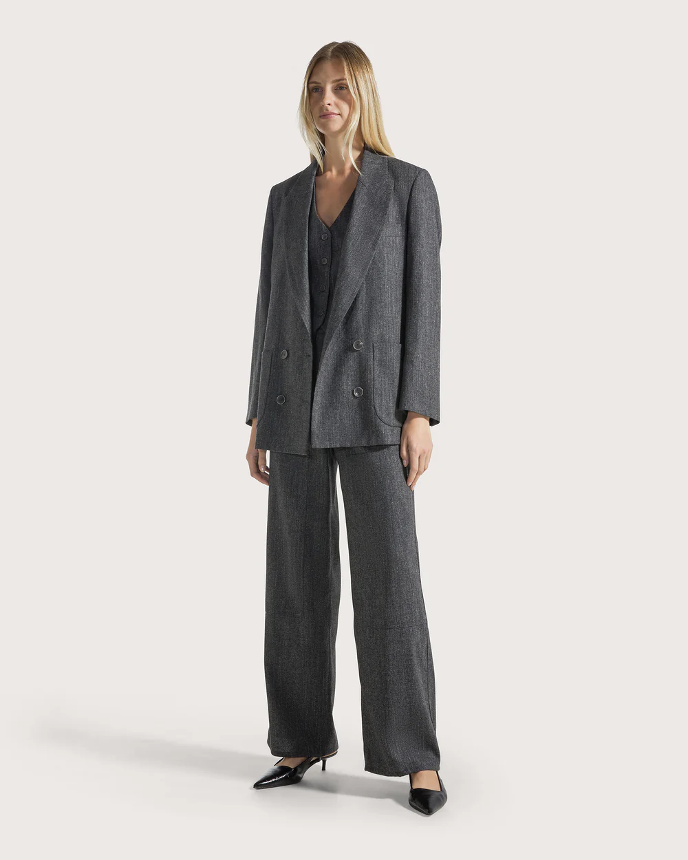 Sako grigio tweed fine mistolana stretch – Obrázok 5