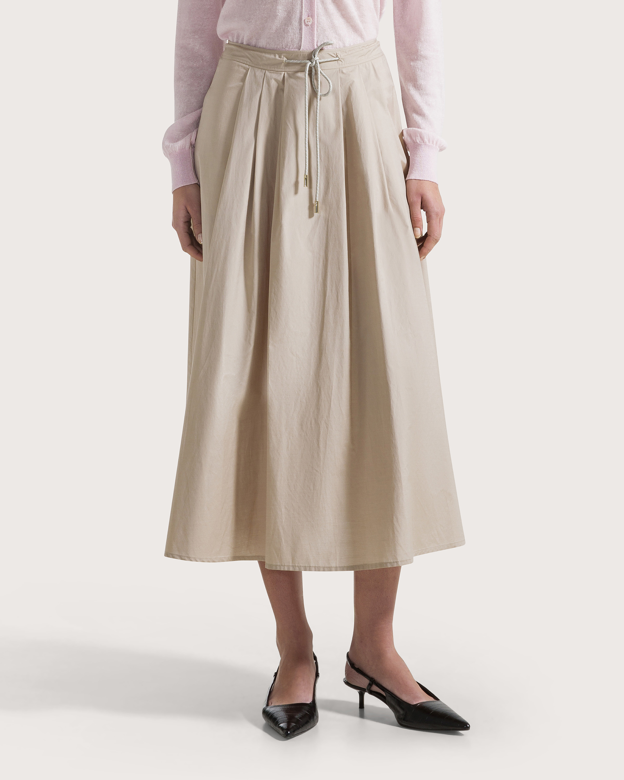 Sukňa beige popeline tinto filo effetto taffetas