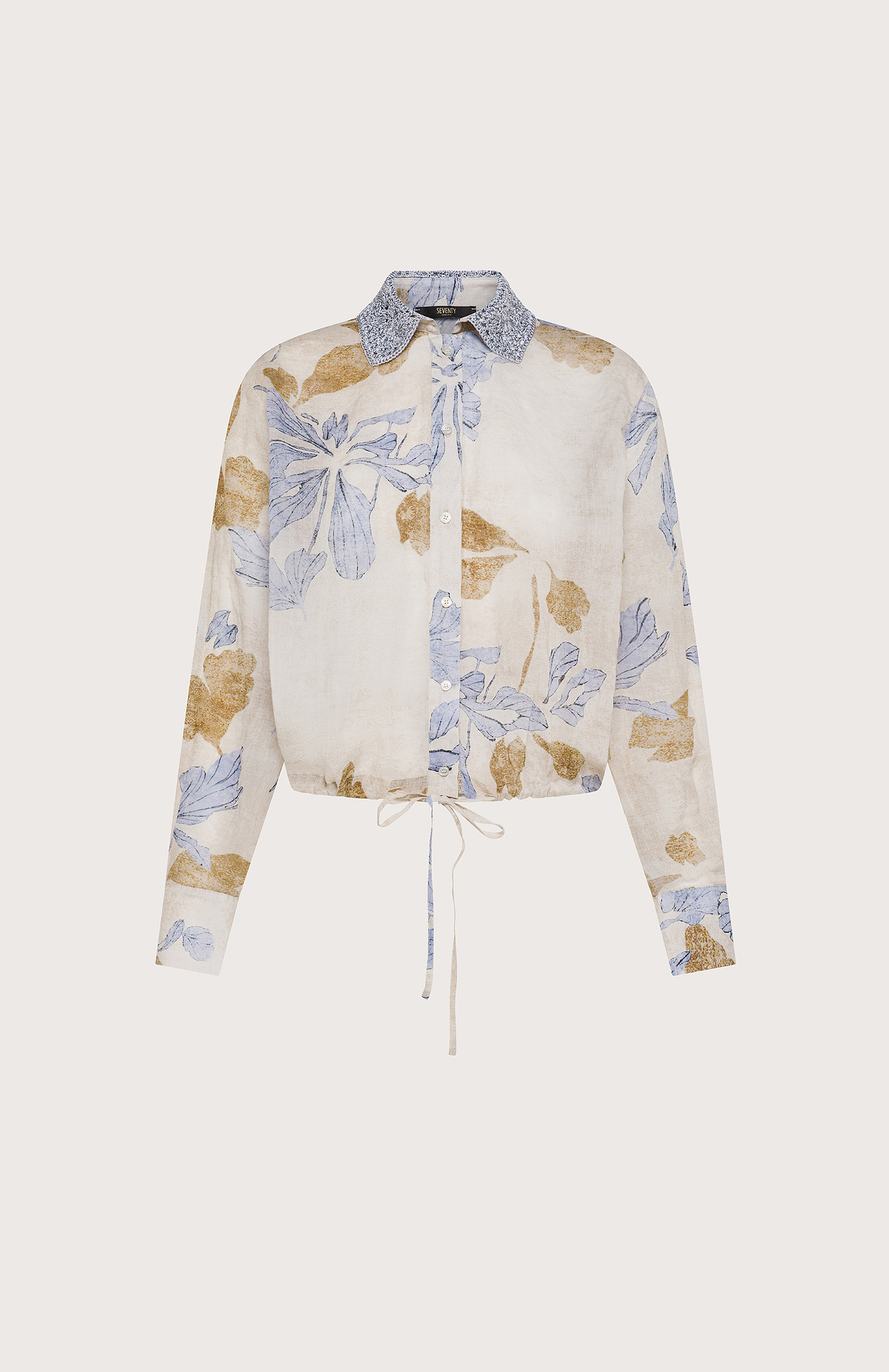 Blúza beige voile ramiest fiore – Obrázok 2