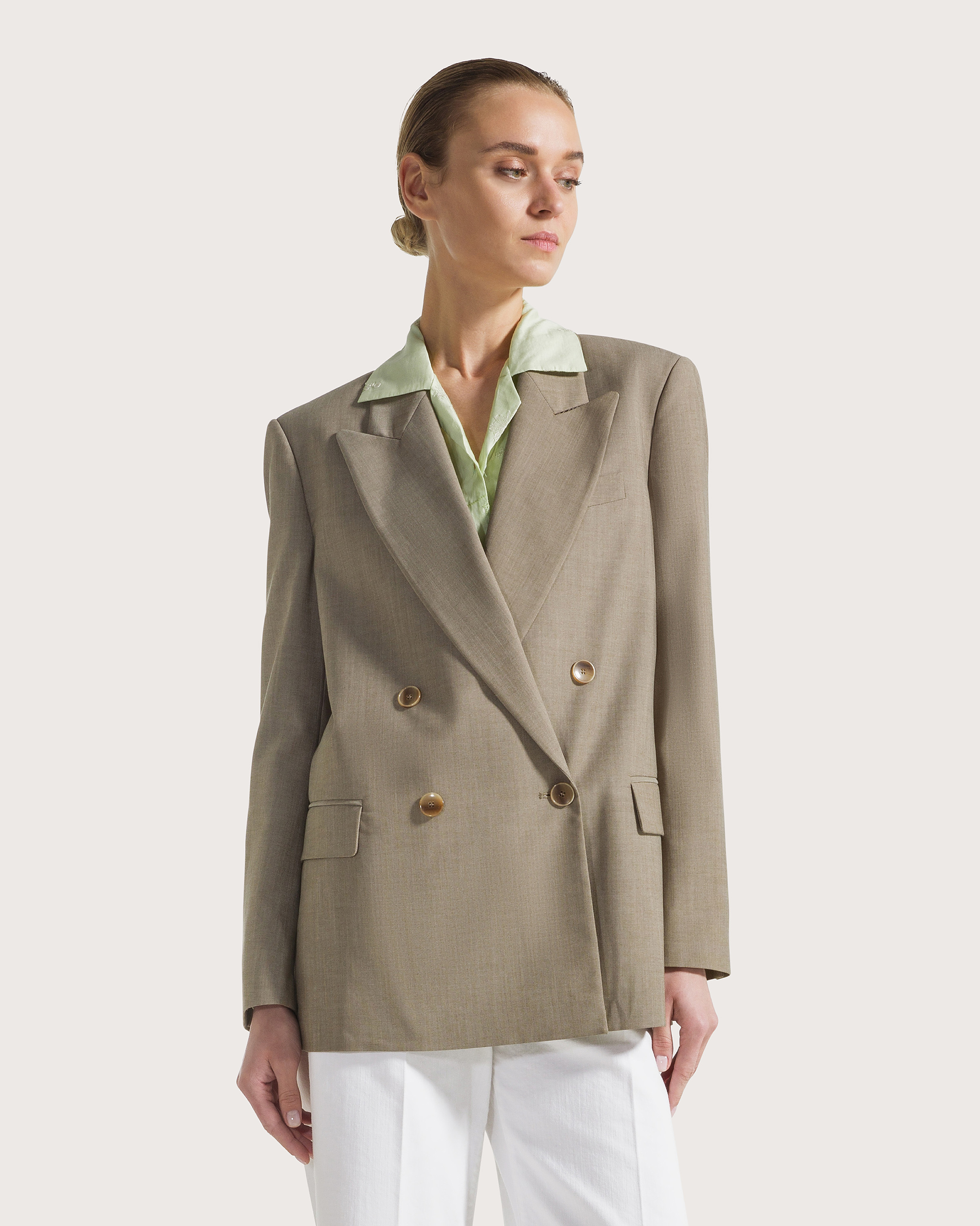 Sako fango popeline tinto filo effetto grisaglia