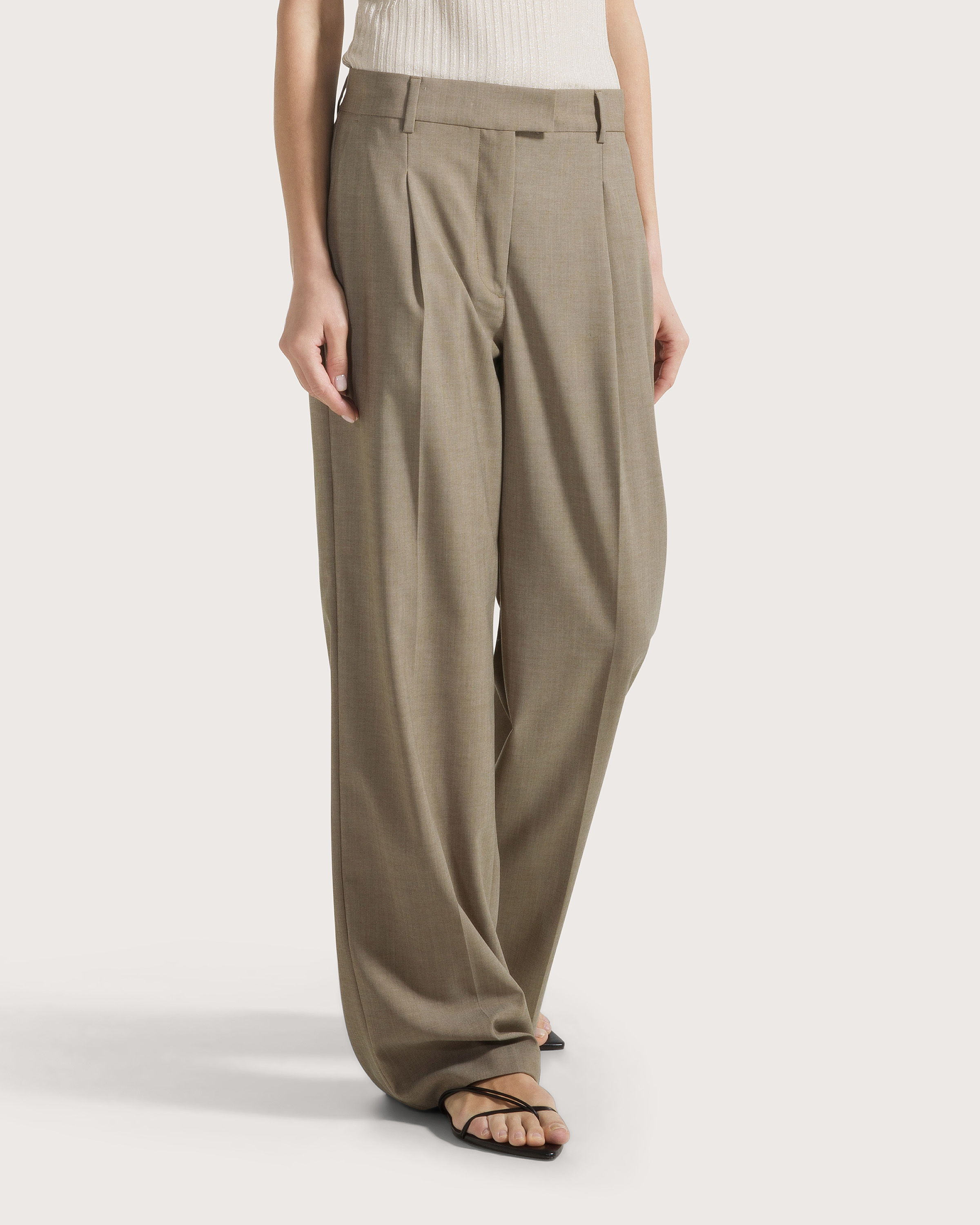 Nohavice fango popeline tinto filo effetto grisaglia