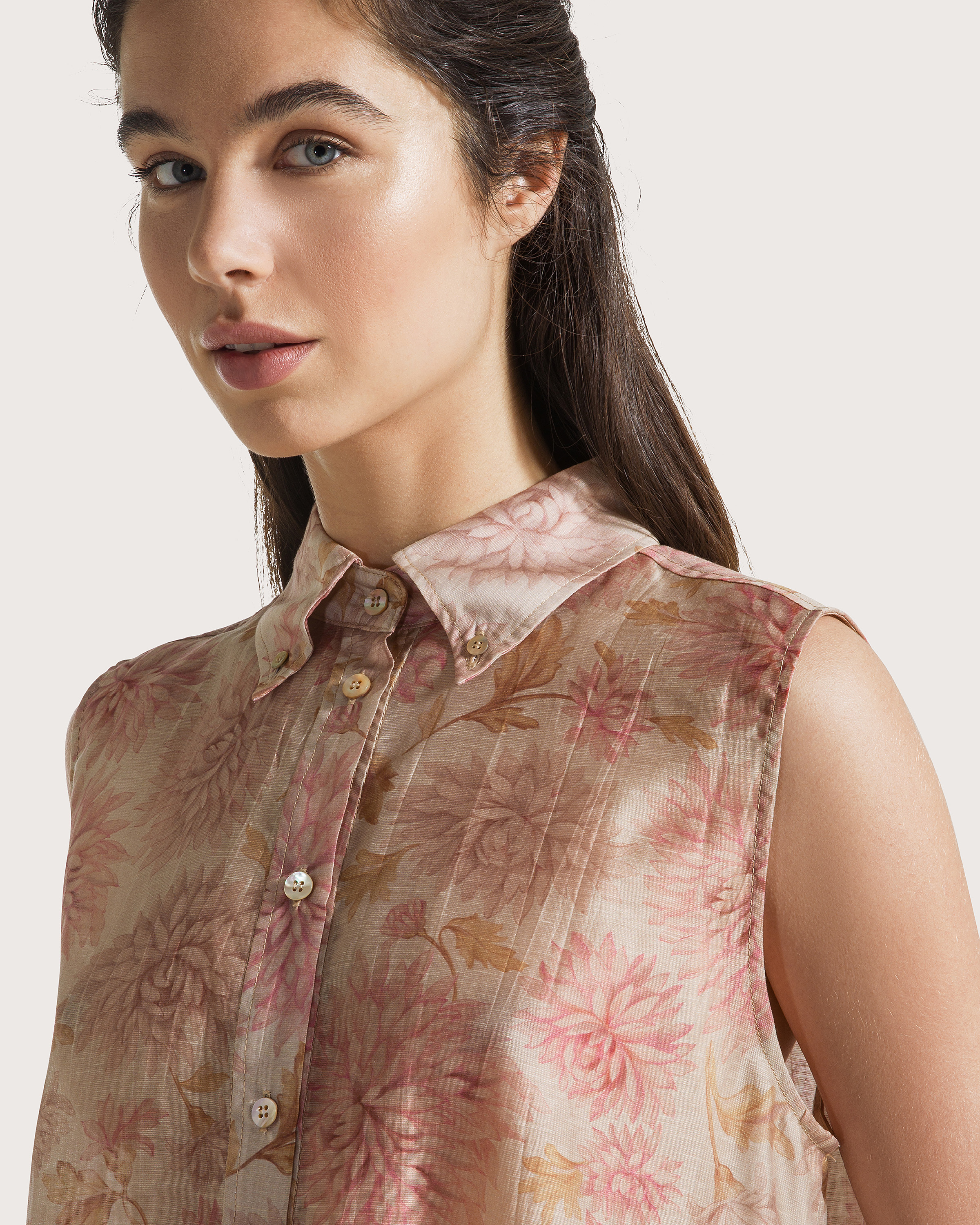 Top cipria organza fiammata crinkle floreale – Obrázok 4