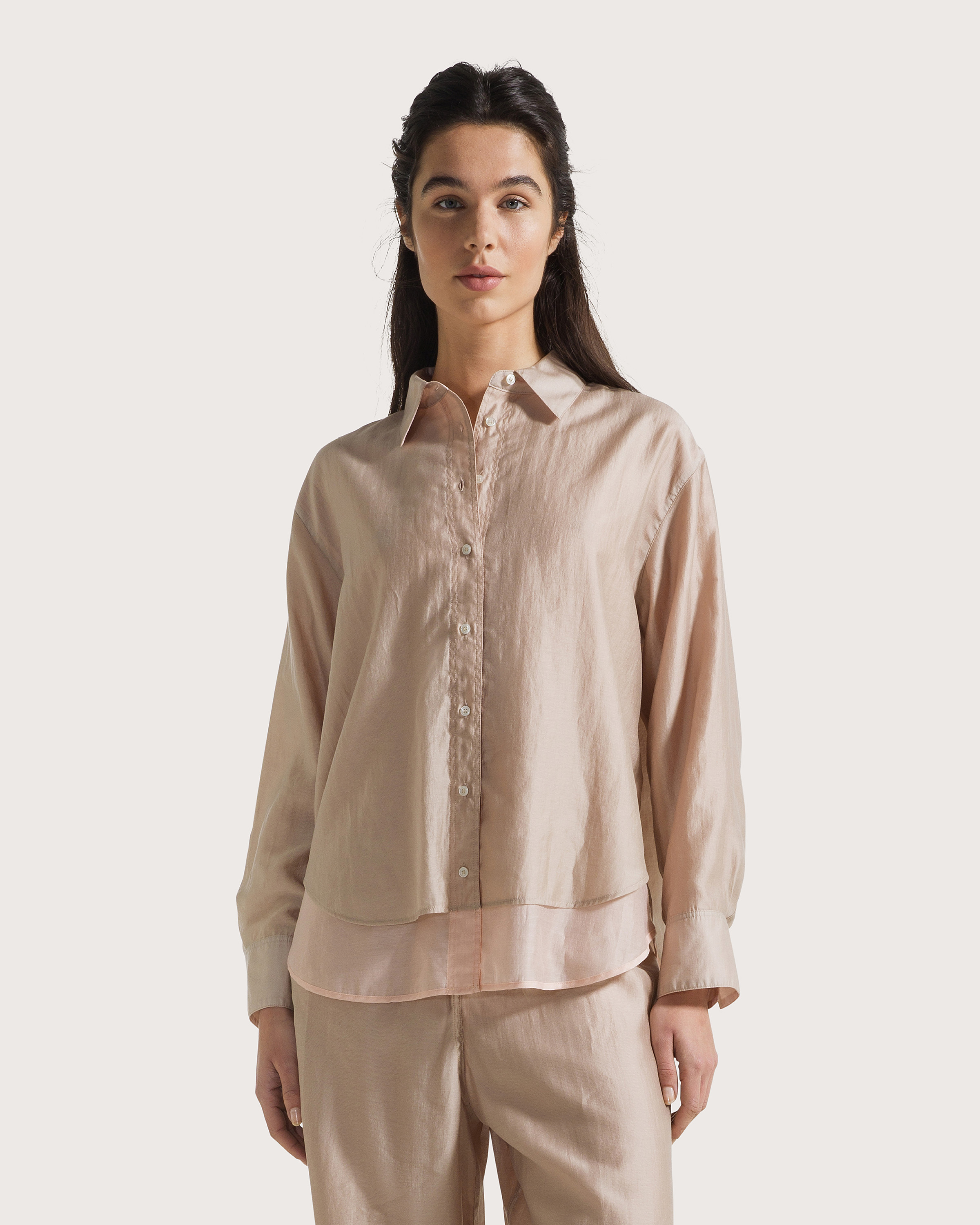 Blúza beige voile unito lyocell bicolore reversibile