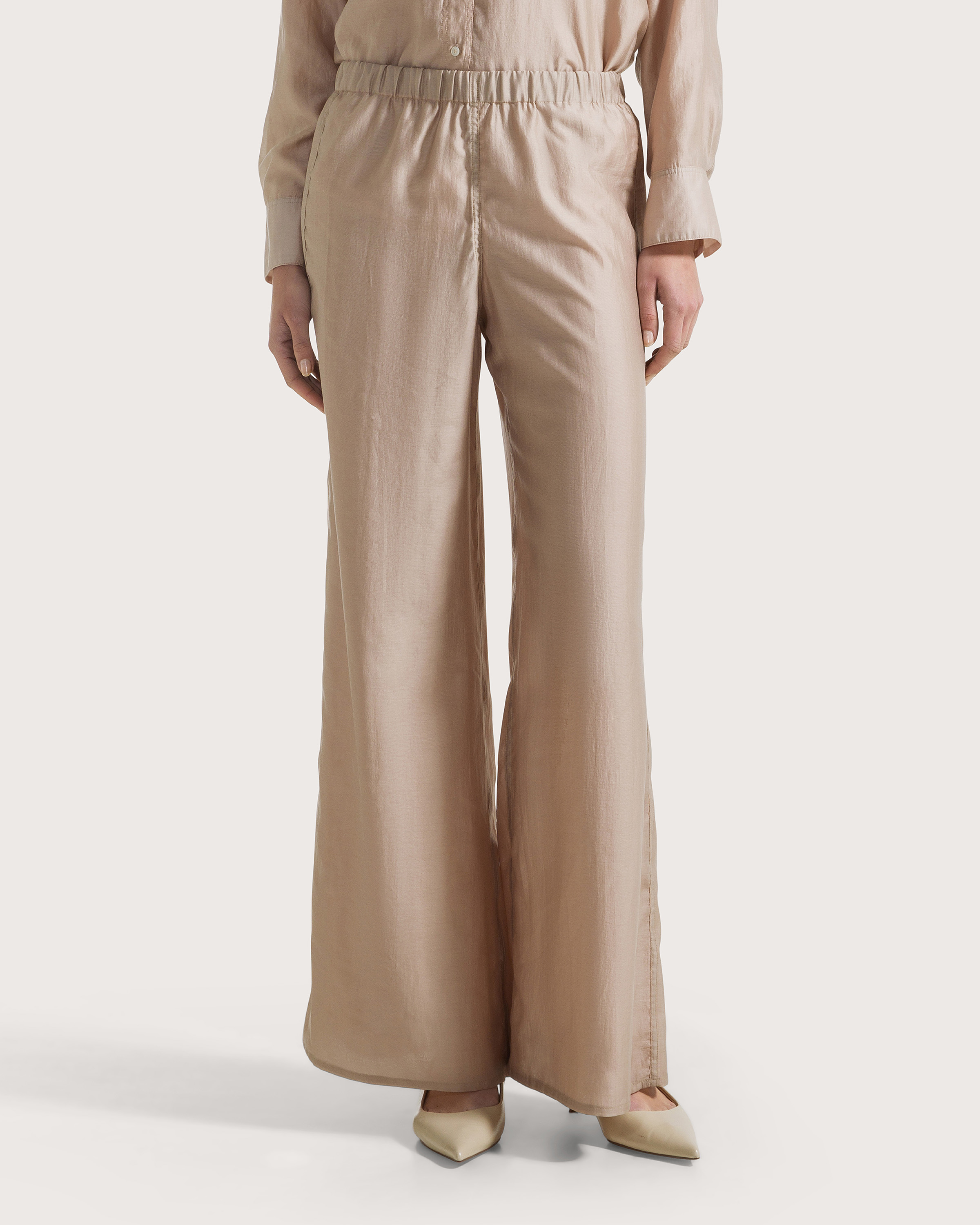 Nohavice beige voile unito lyocell bicolore reversibile