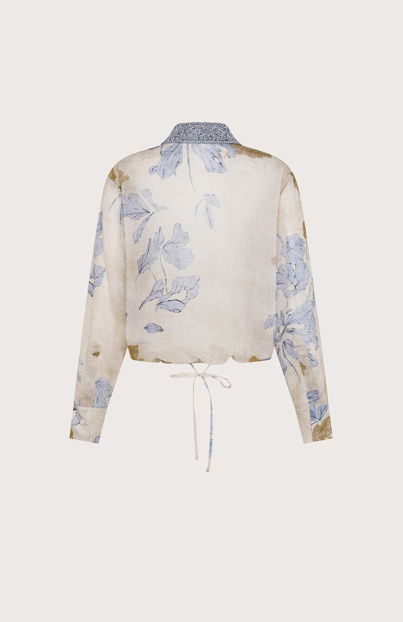 Blúza beige voile ramiest fiore – Obrázok 3