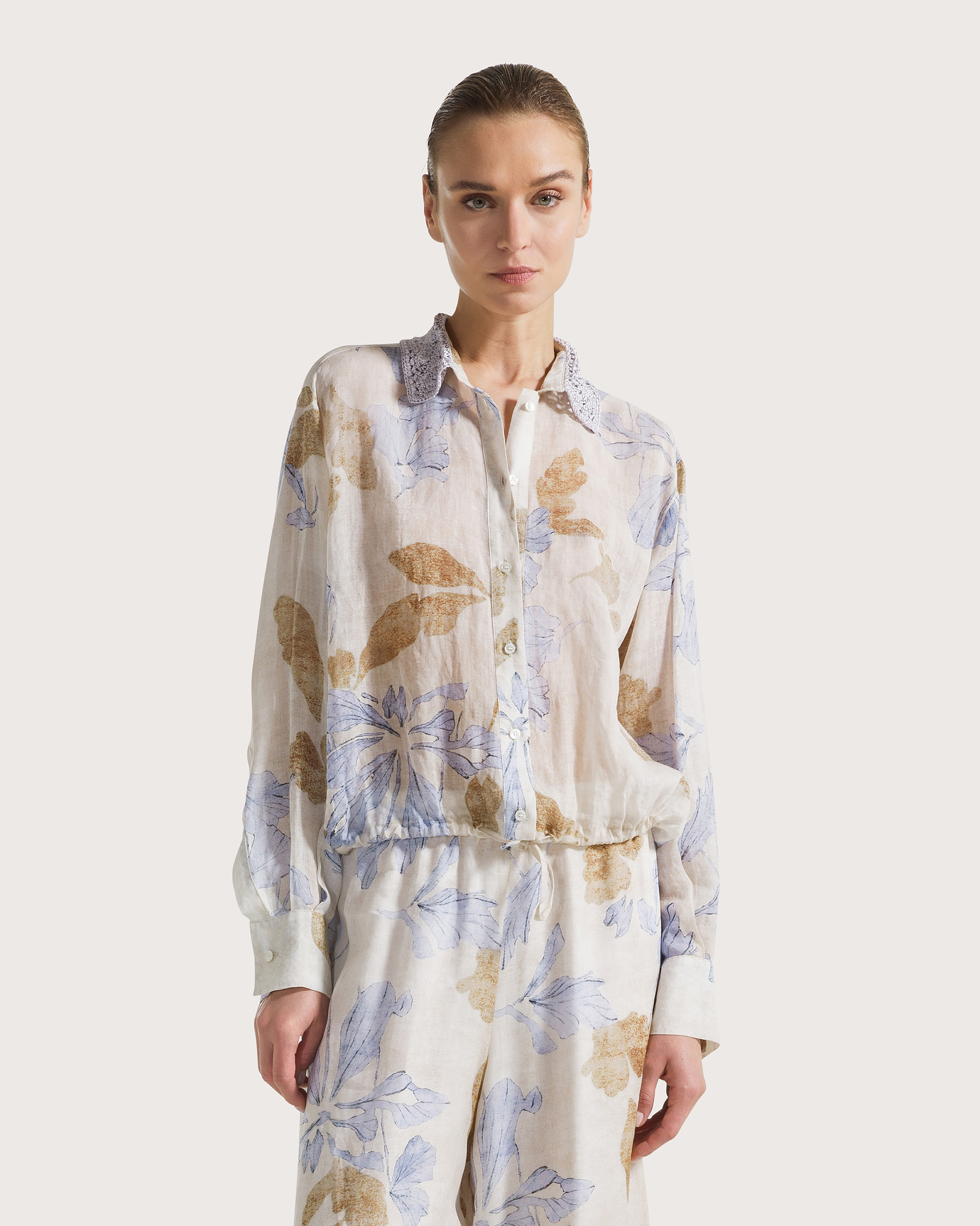 Blúza beige voile ramiest fiore