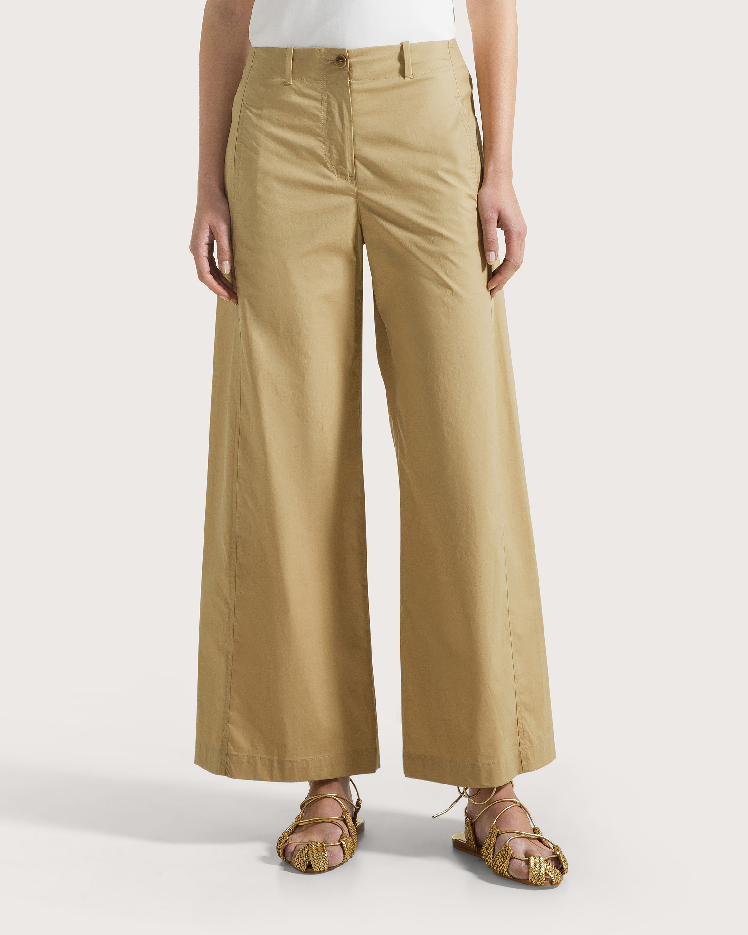 Nohavice kaki popeline stretch unito