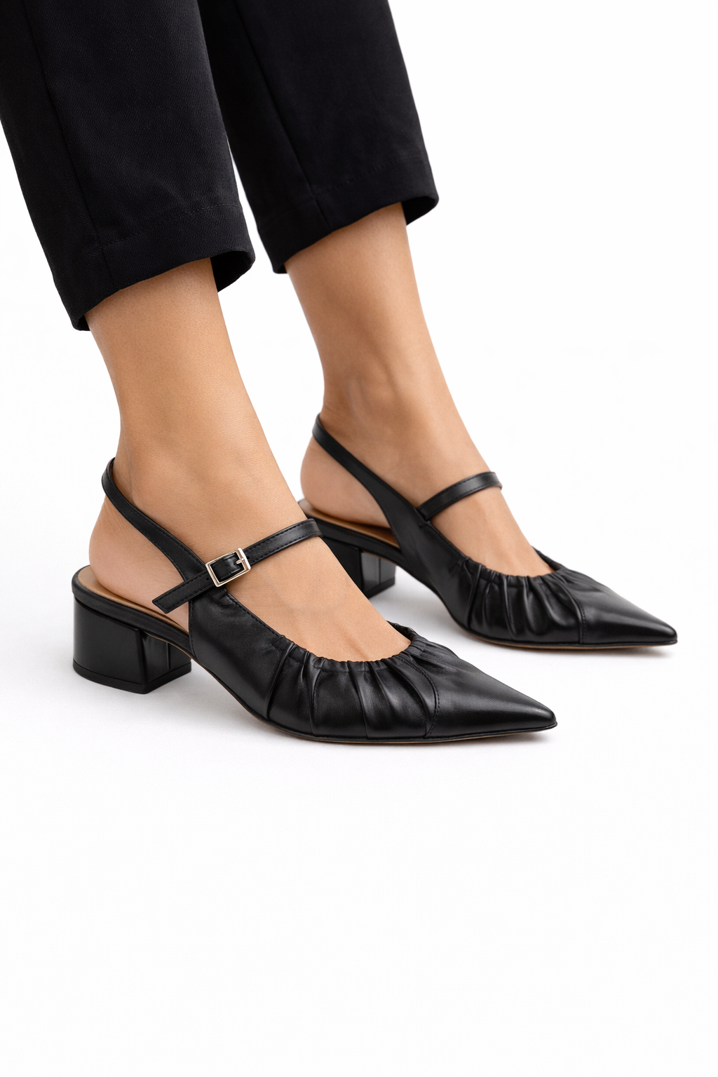 Topánky na nízkom podpätku nappa nero vernice nero