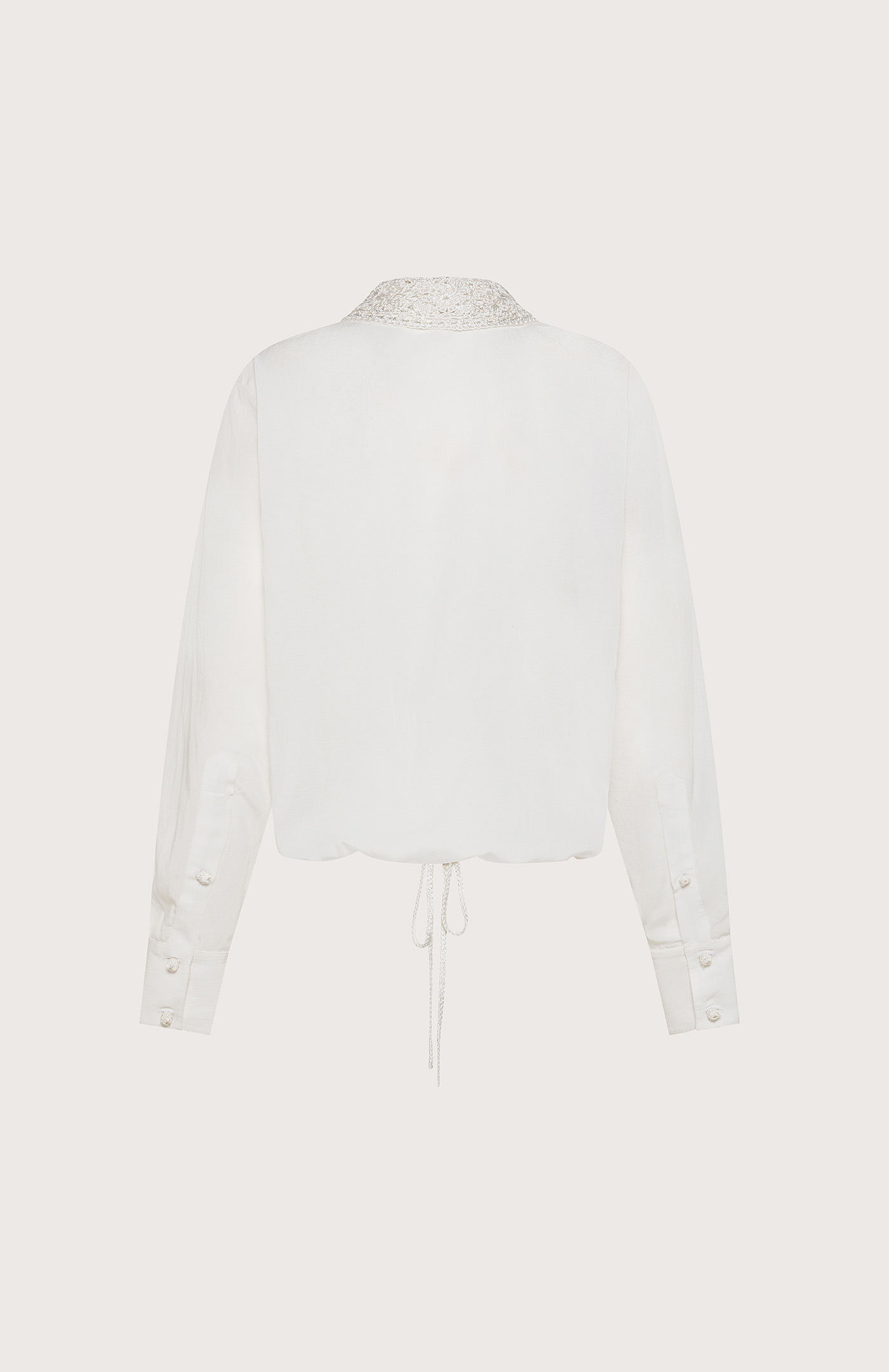 Blúza panna voile cotone con particolari uncinetto – Obrázok 2