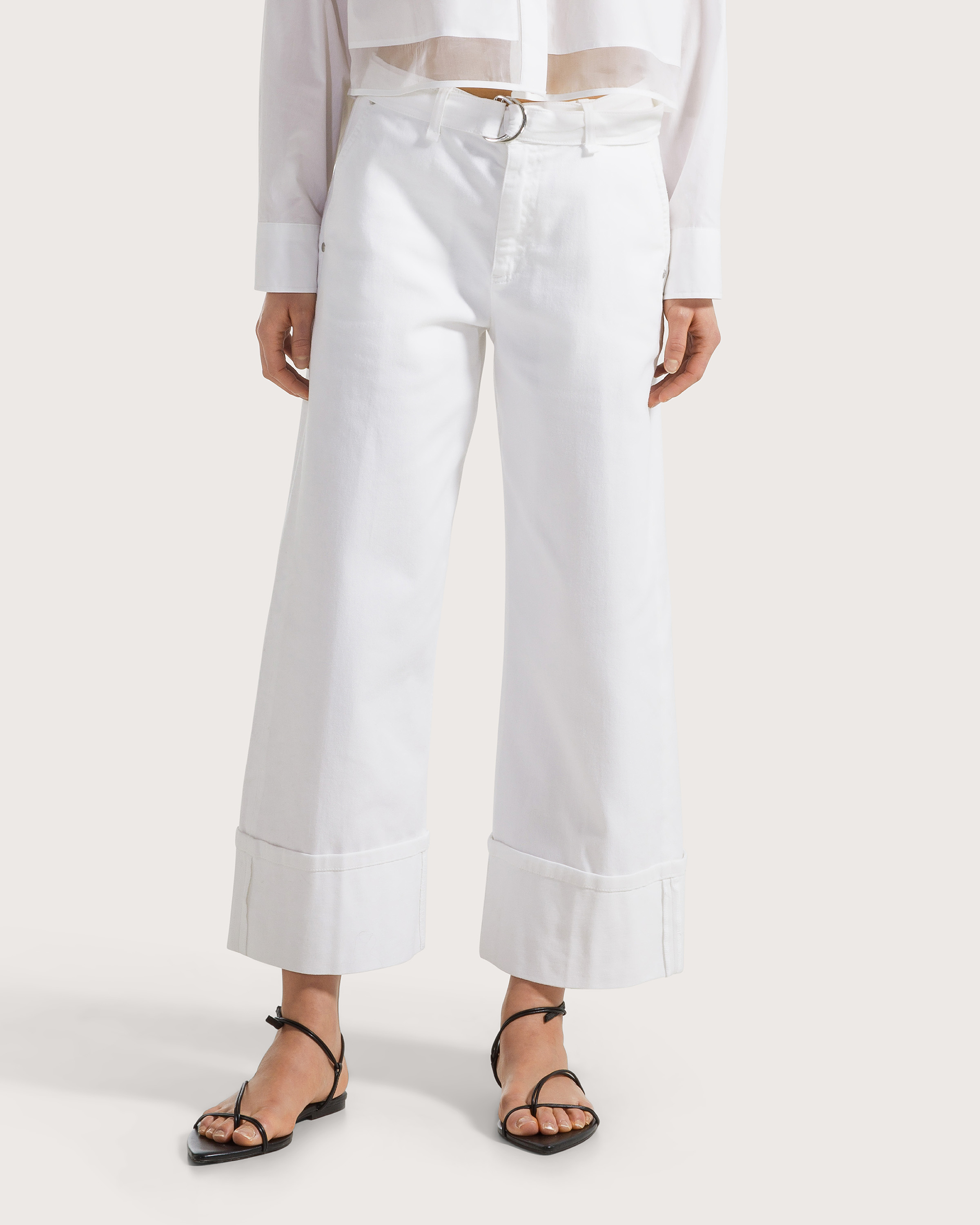 Nohavice bianco bull cotone stretch tinto capo