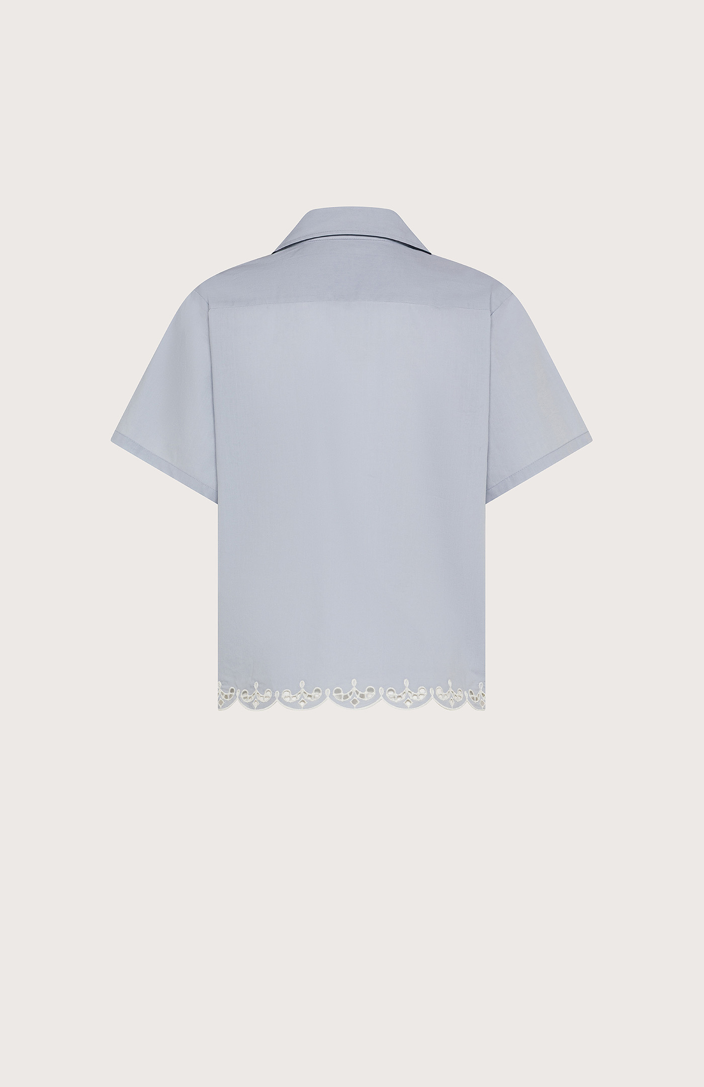 Blúza celeste pop ricamo sangallo a contrasto  – Obrázok 2