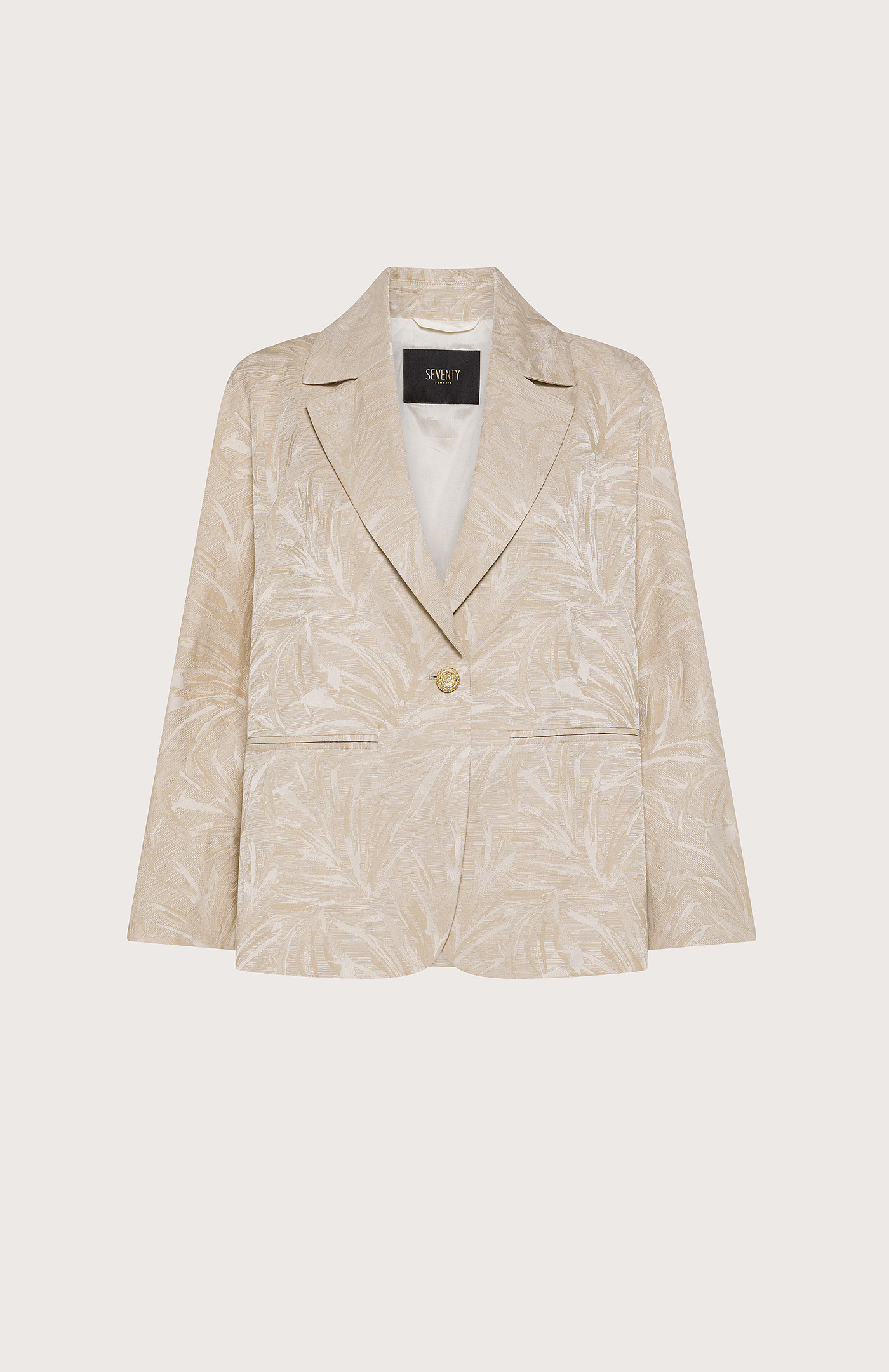 Sako beige jacquard a rilievo dis. palmeto