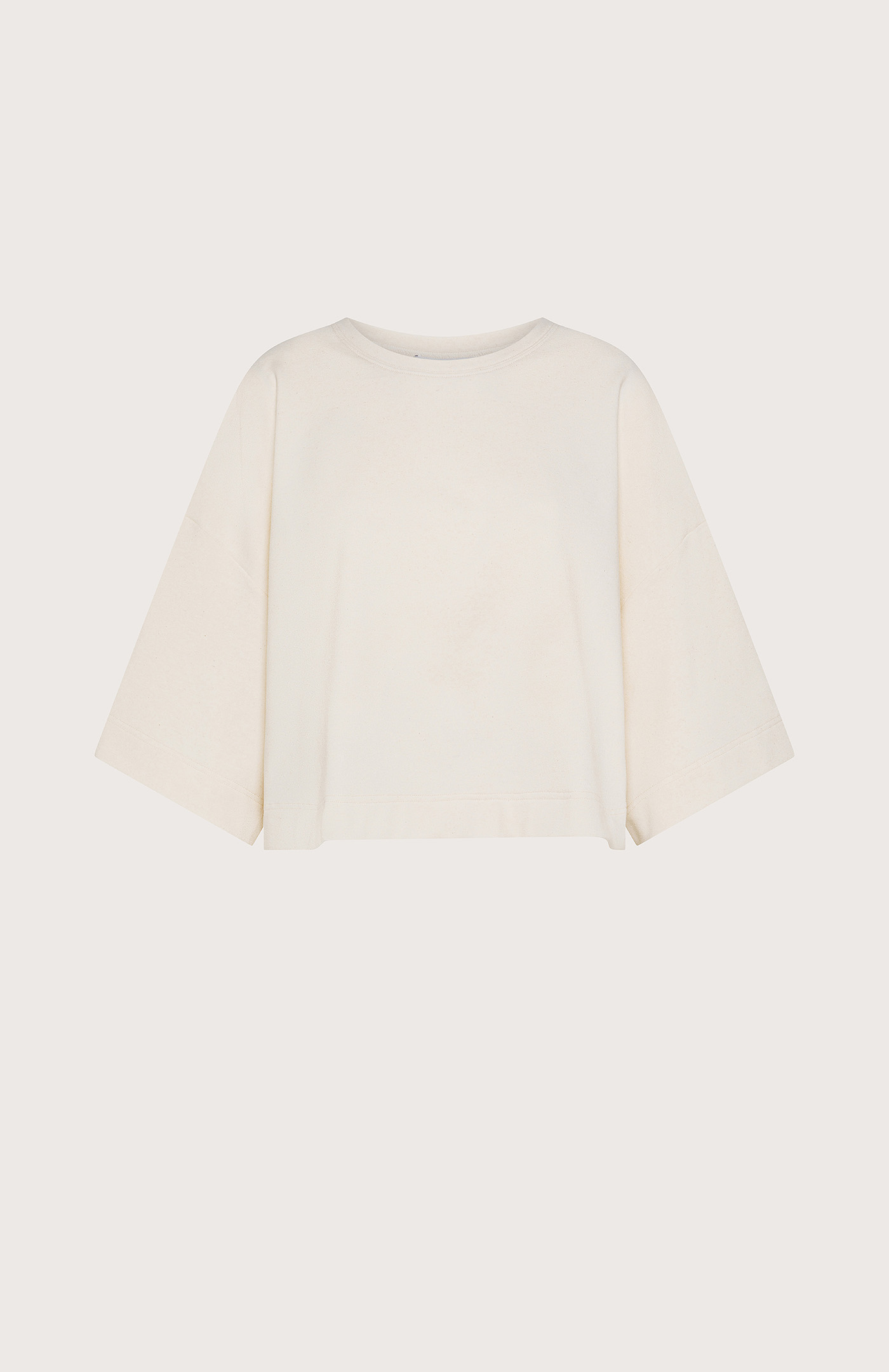 Top panna felpa leggera tinto filo