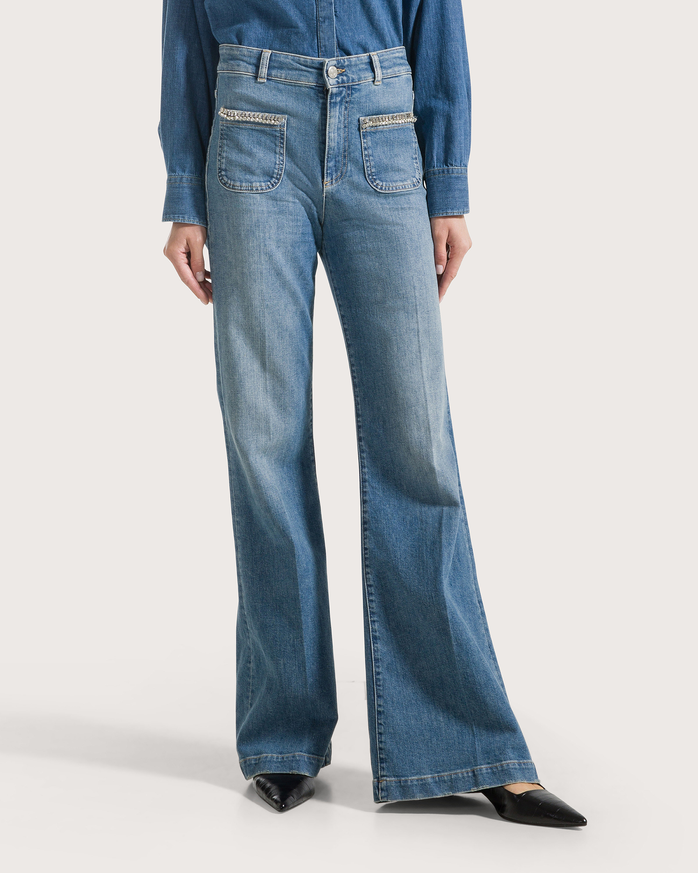 Nohavice denim indaco denim blu stretch lavaggi vari