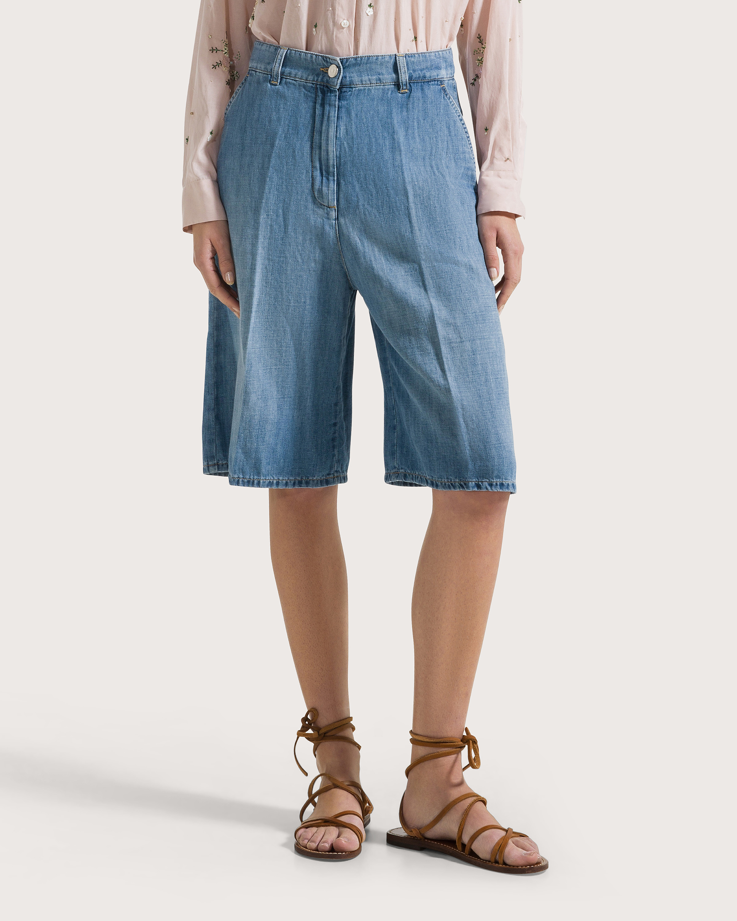 Bermudy denim indaco denim leggero misto lino