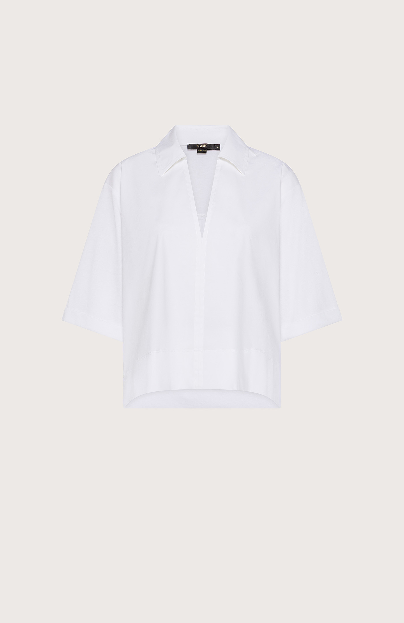 Top bianco jersey cotone e popeline – Obrázok 2