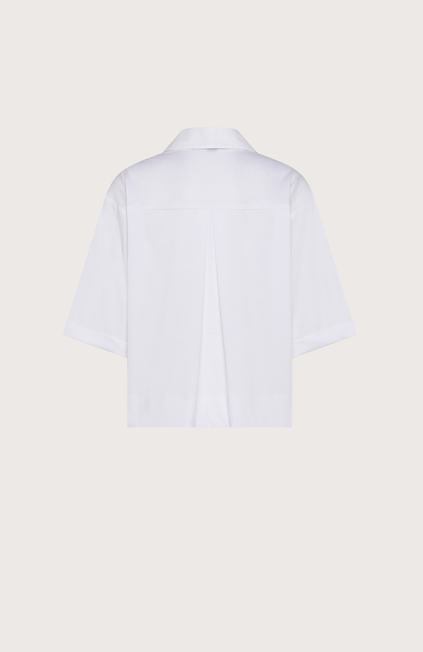Top bianco jersey cotone e popeline – Obrázok 3
