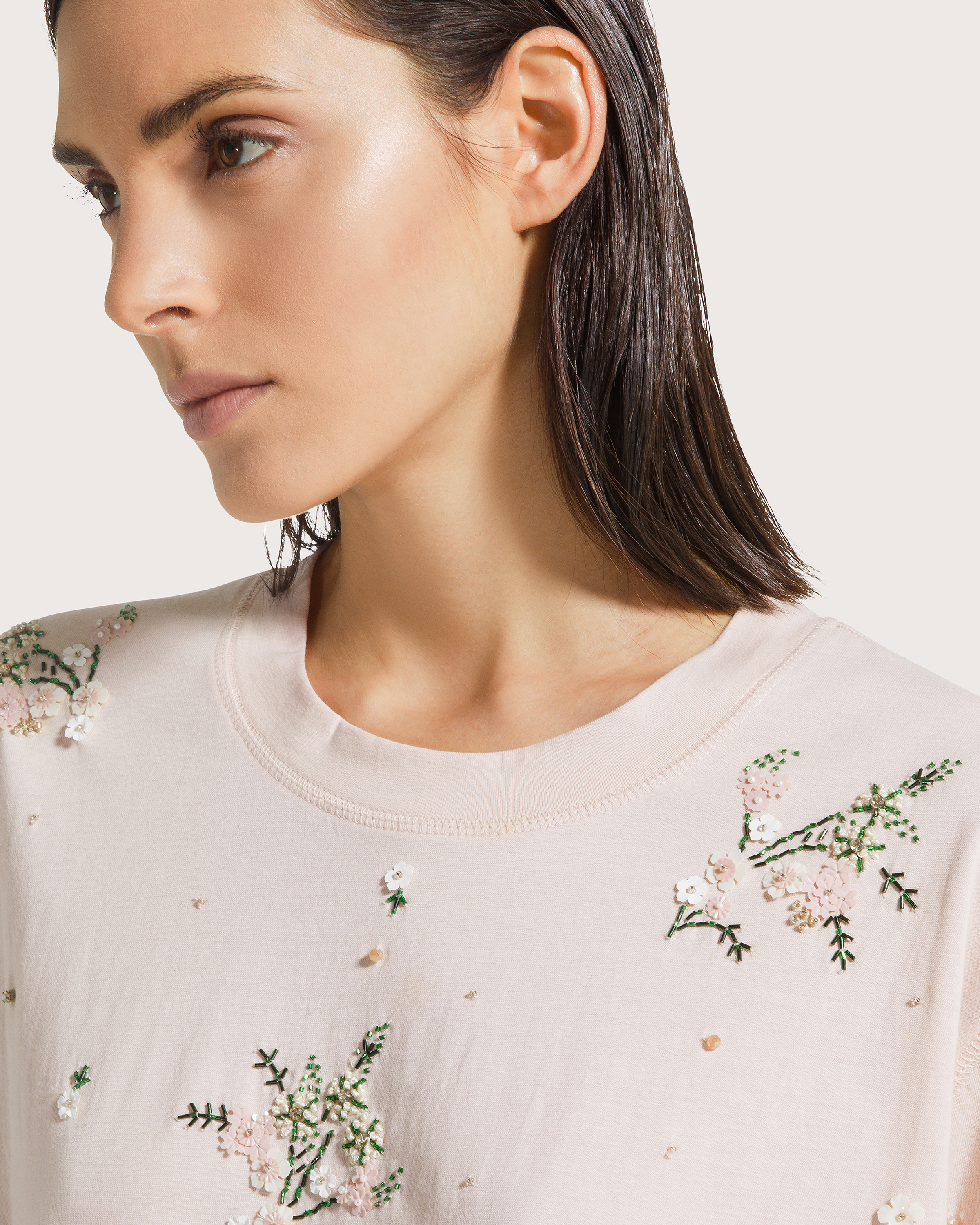 Top cipria jersey ricamato – Obrázok 3