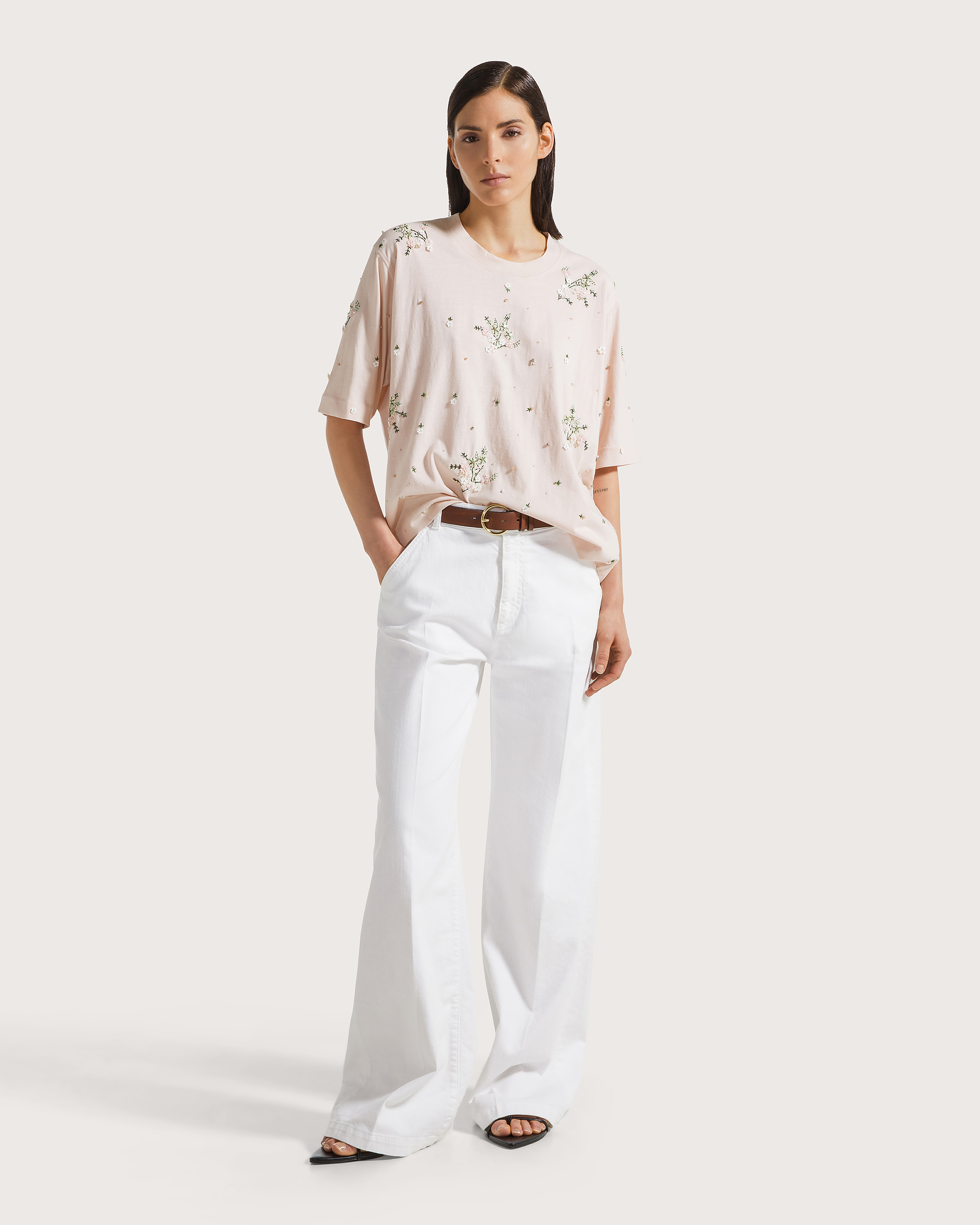 Top cipria jersey ricamato – Obrázok 5
