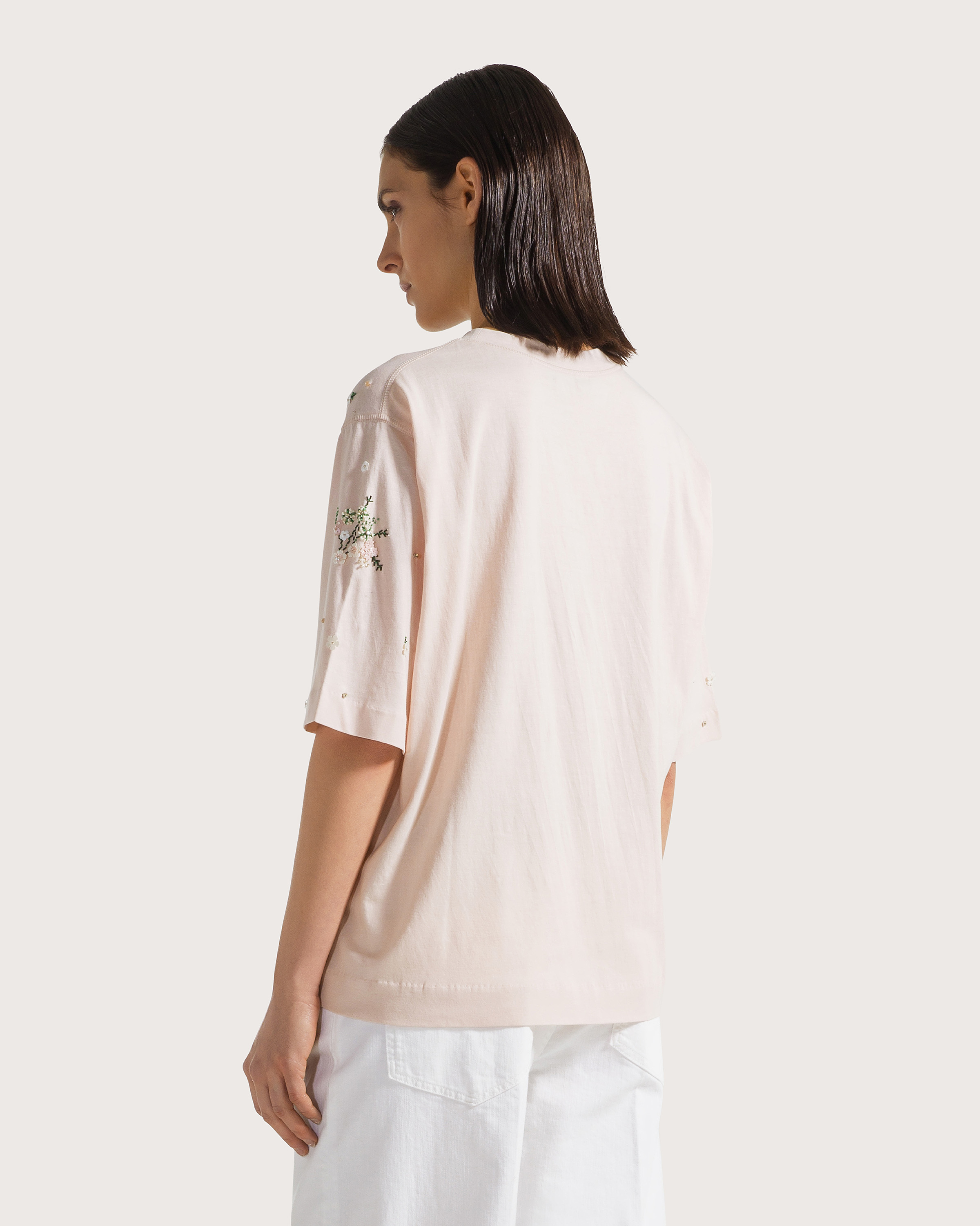 Top cipria jersey ricamato – Obrázok 4