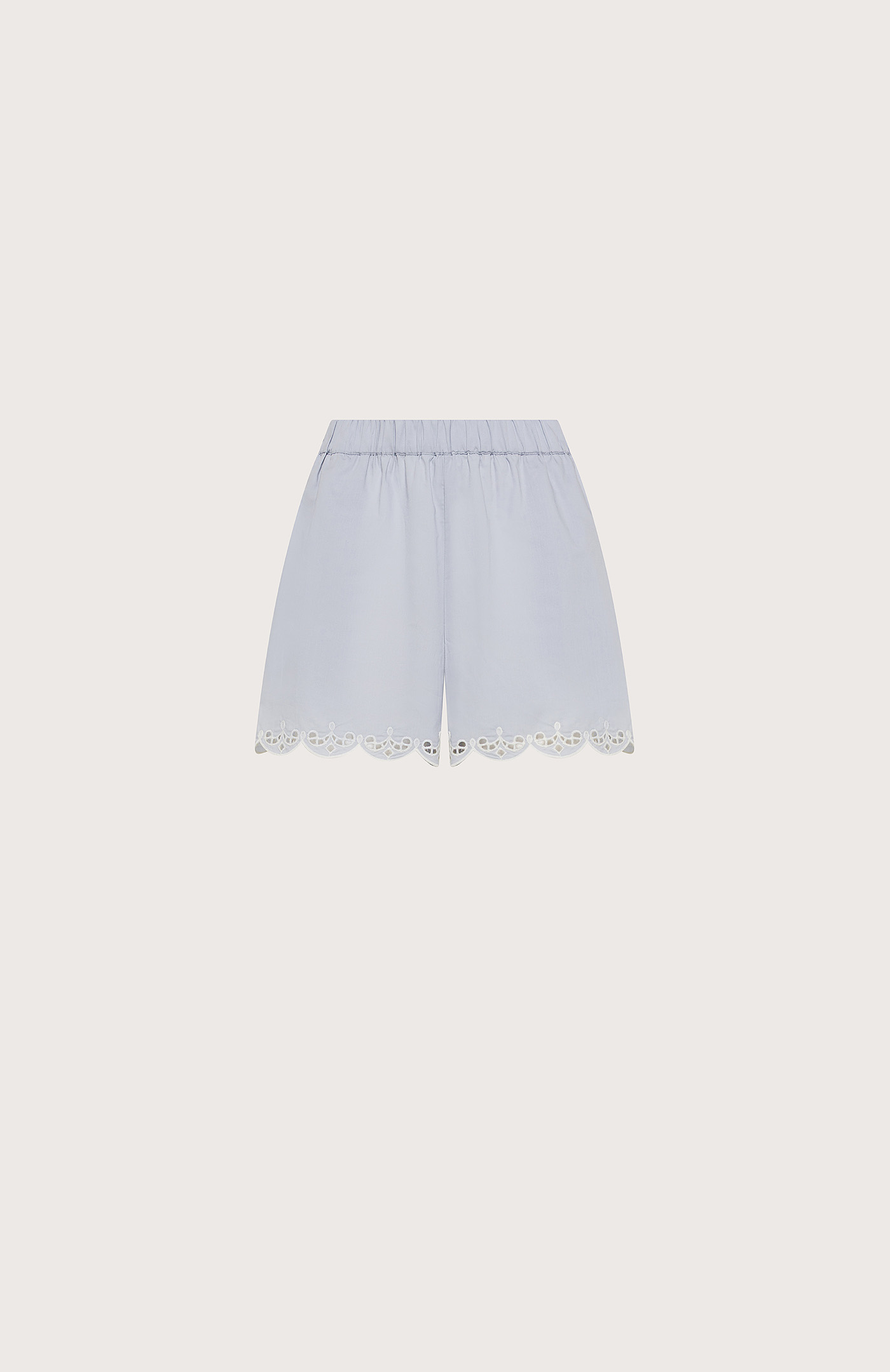 Bermudy celeste pop ricamo sangallo a contrasto