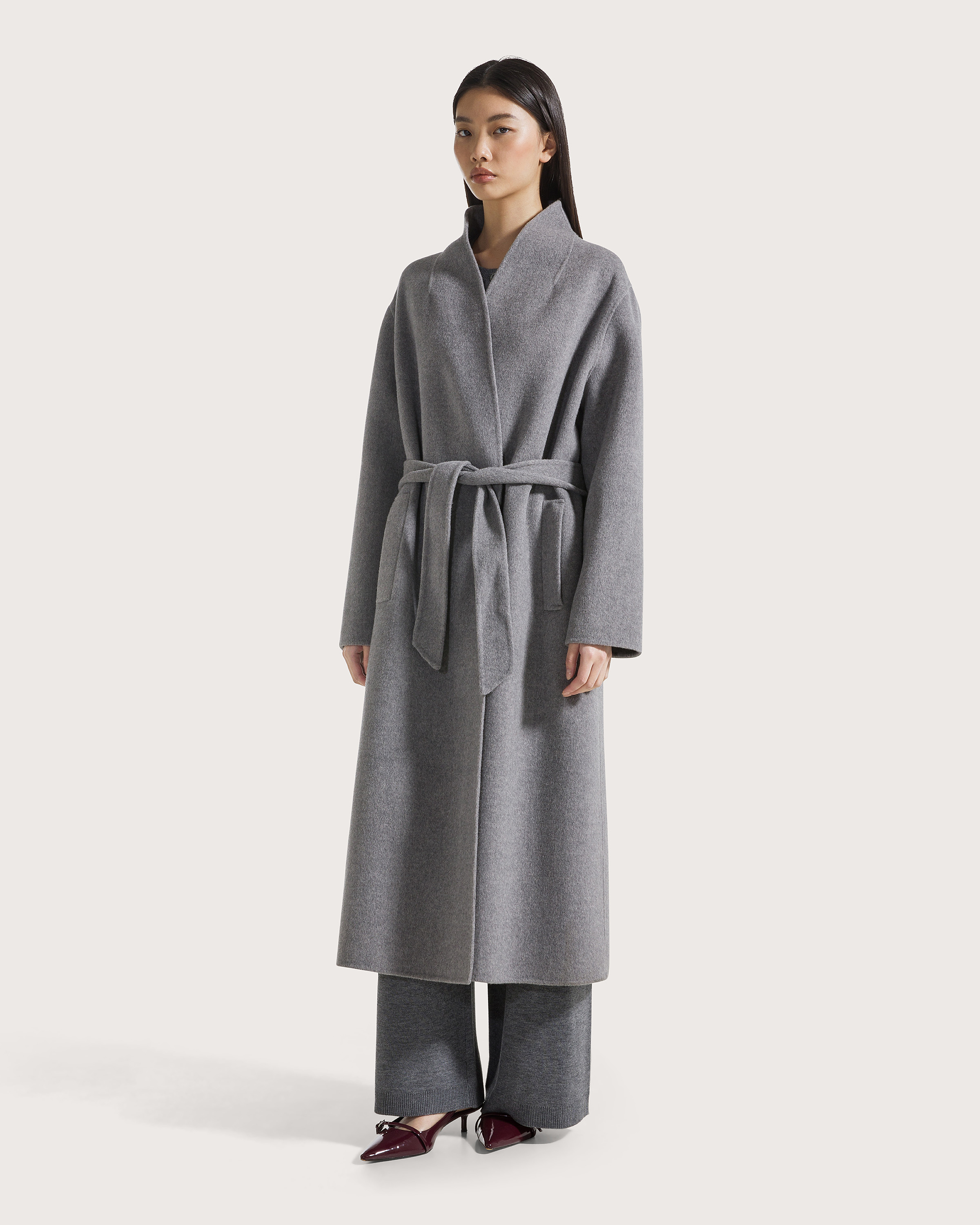 Kabát grigio double misto cashmere handmade