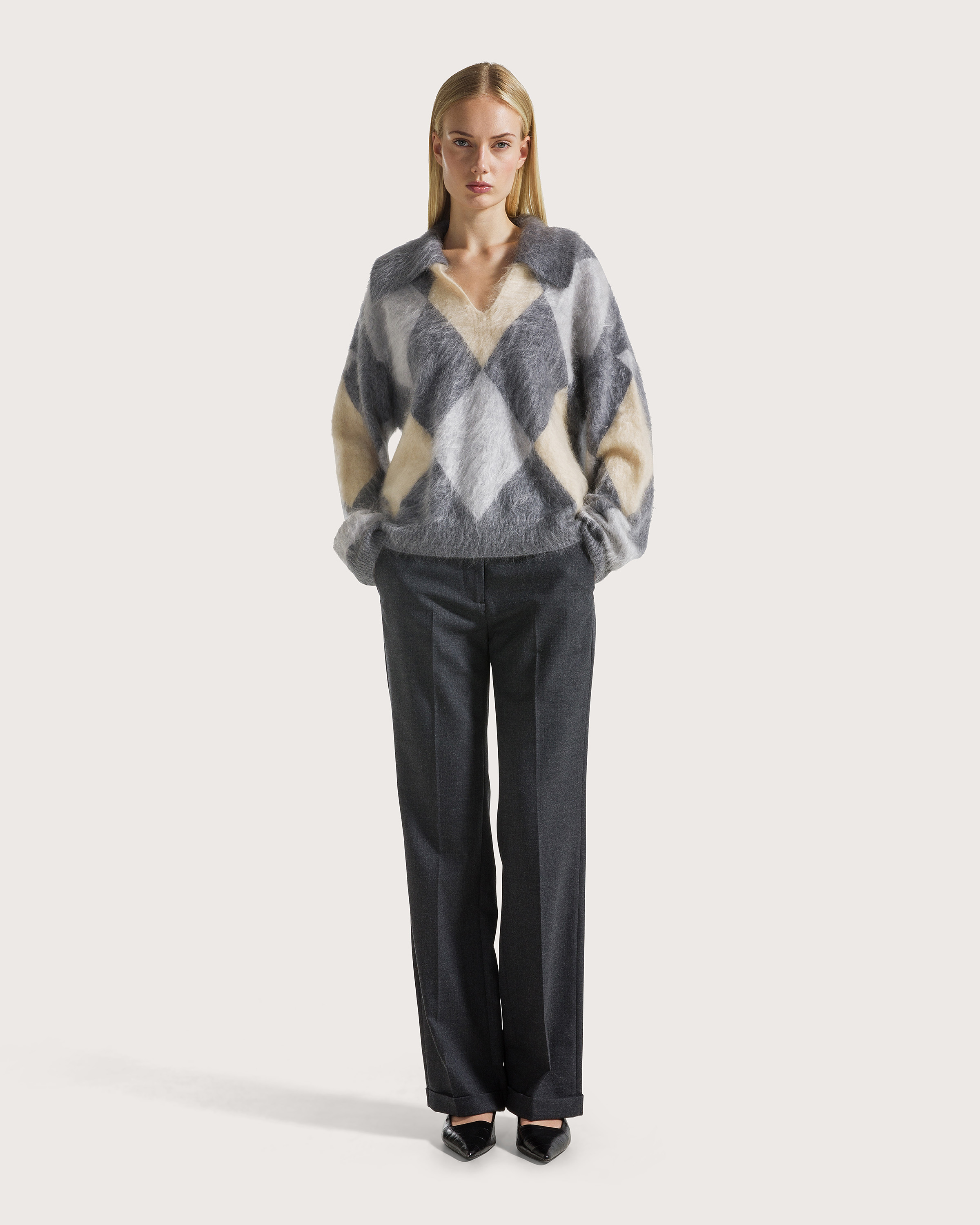 Sveter grigio pelosetto in cashmere – Obrázok 6