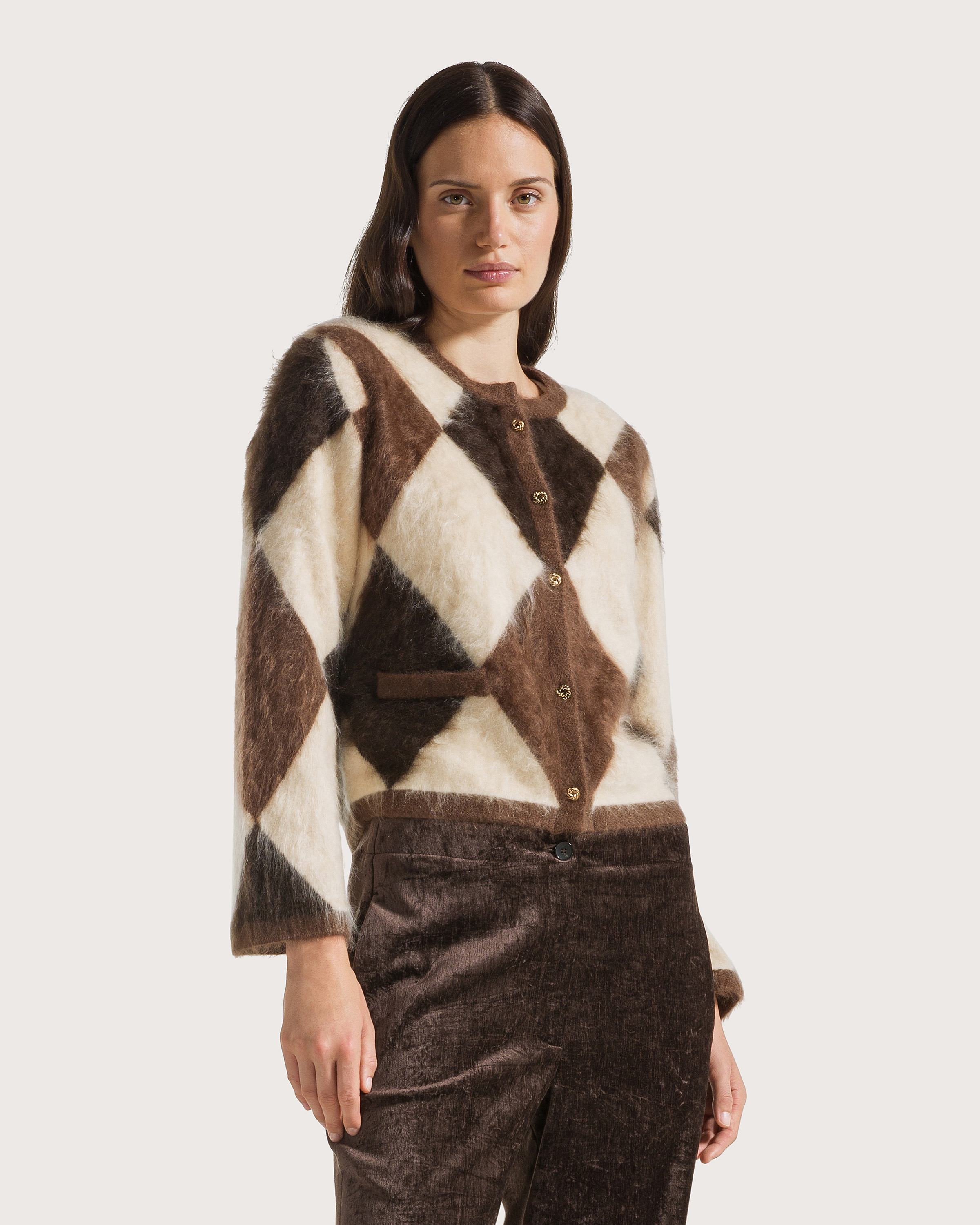 Sako marrone pelosetto in cashmere