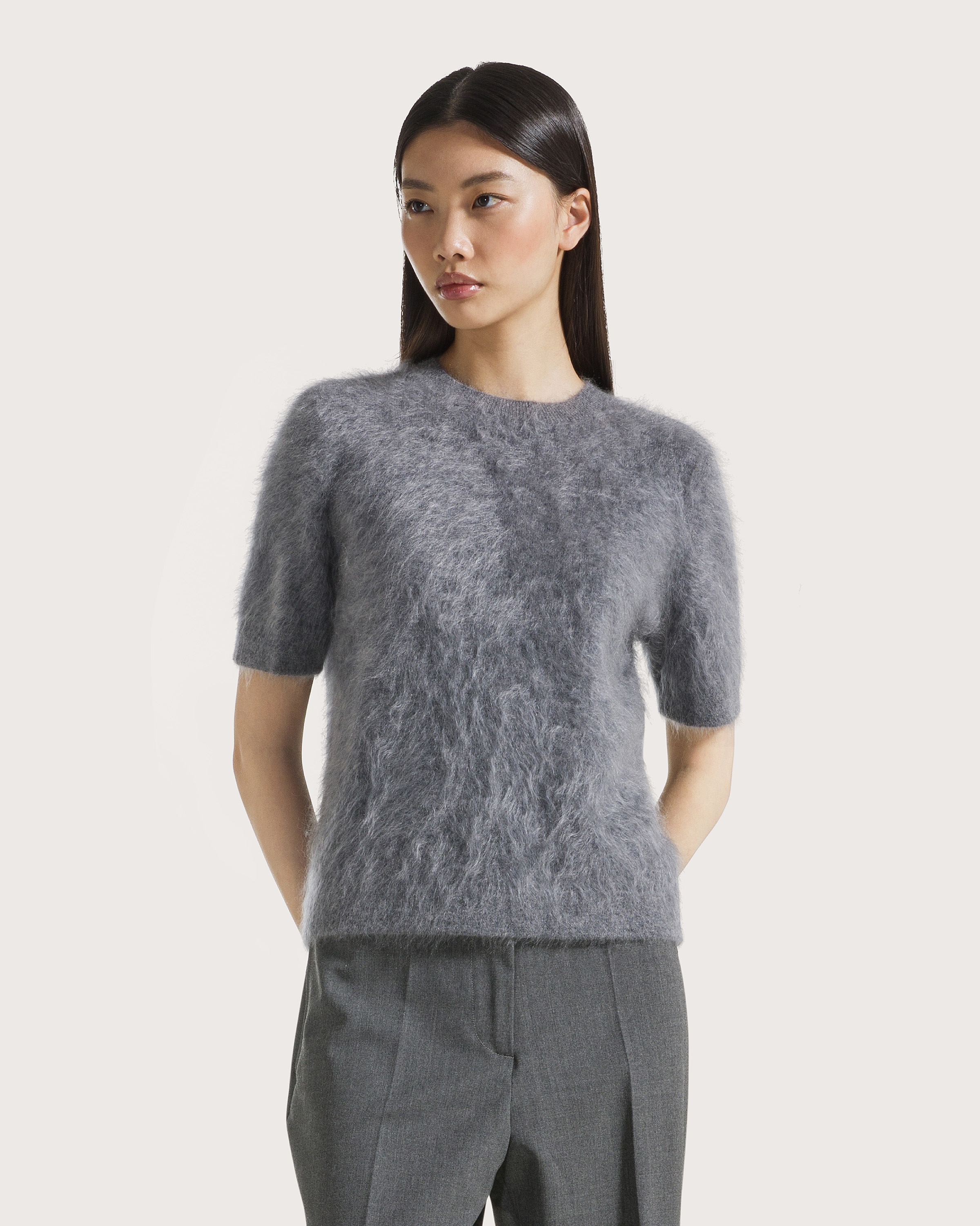 Sveter grigio chiaro pelosetto in cashmere