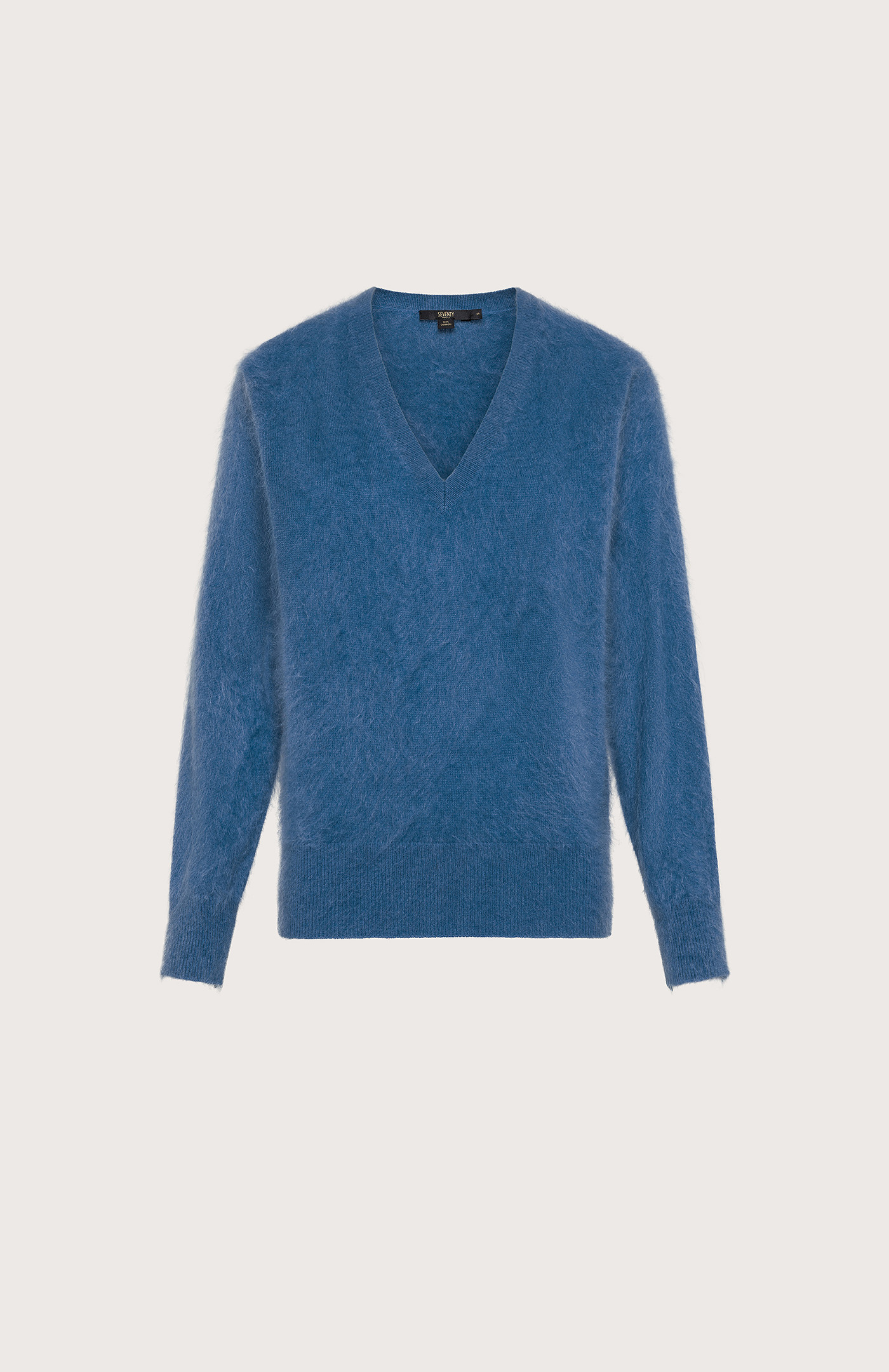 Sveter azzurro pelosetto in cashmere