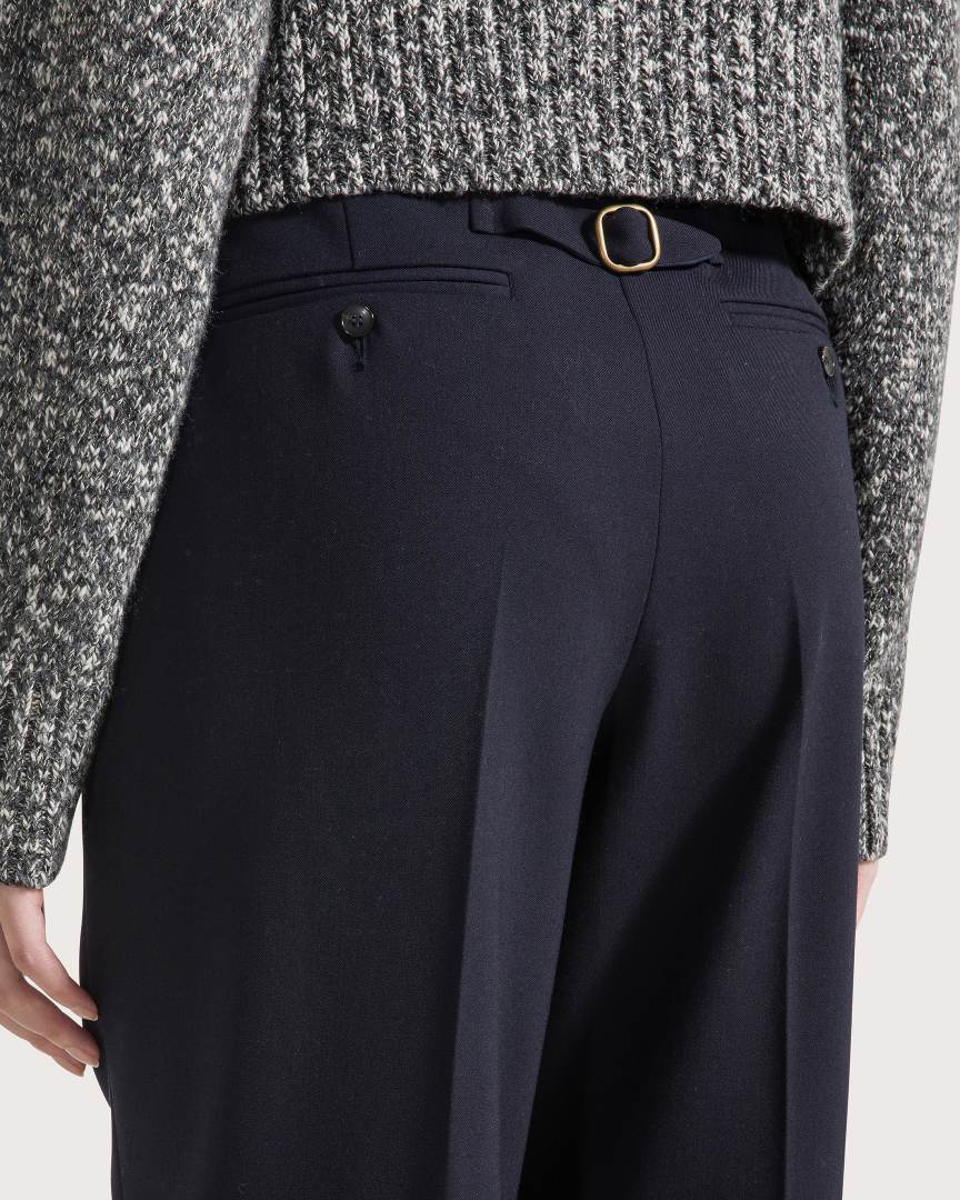 Nohavice blu gabardine pettinata misto lana bistretch – Obrázok 3