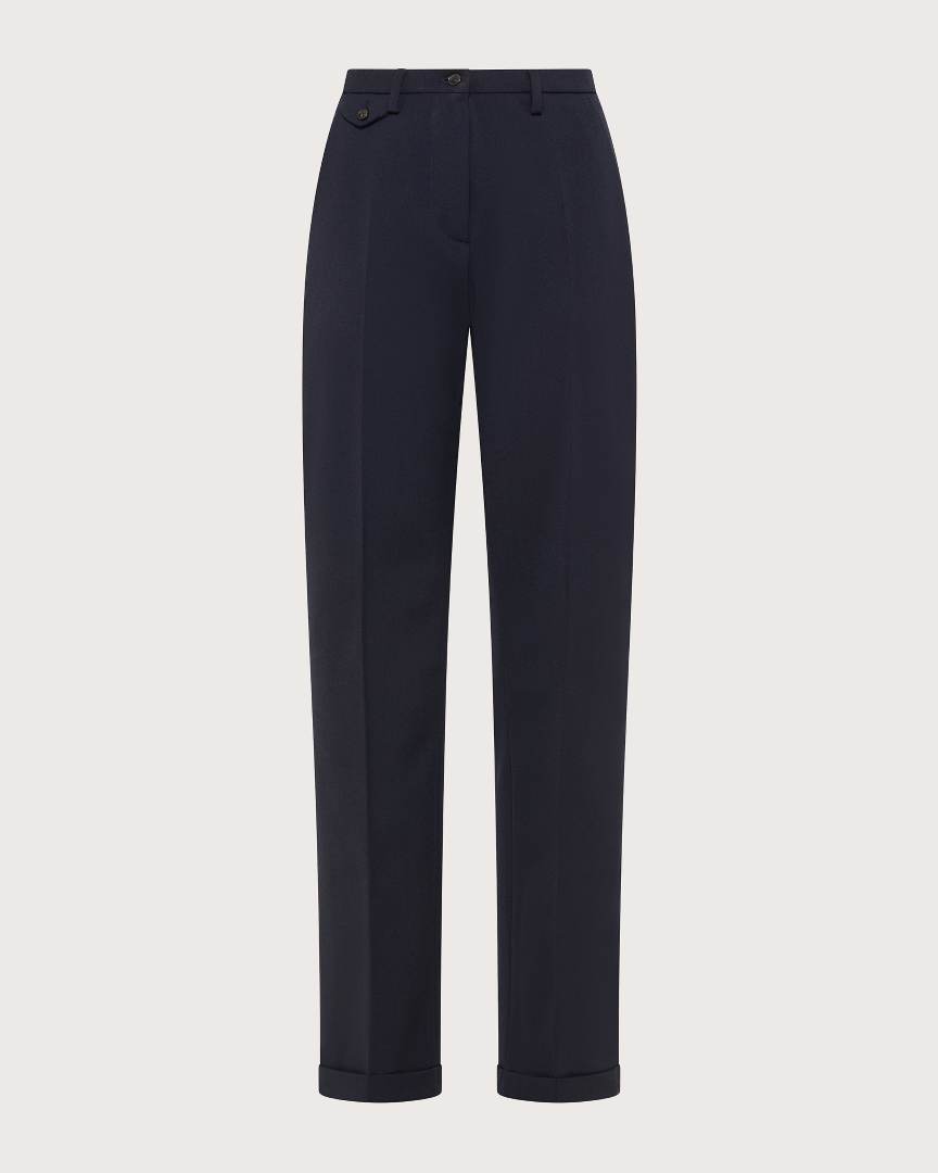 Nohavice blu gabardine pettinata misto lana bistretch – Obrázok 2