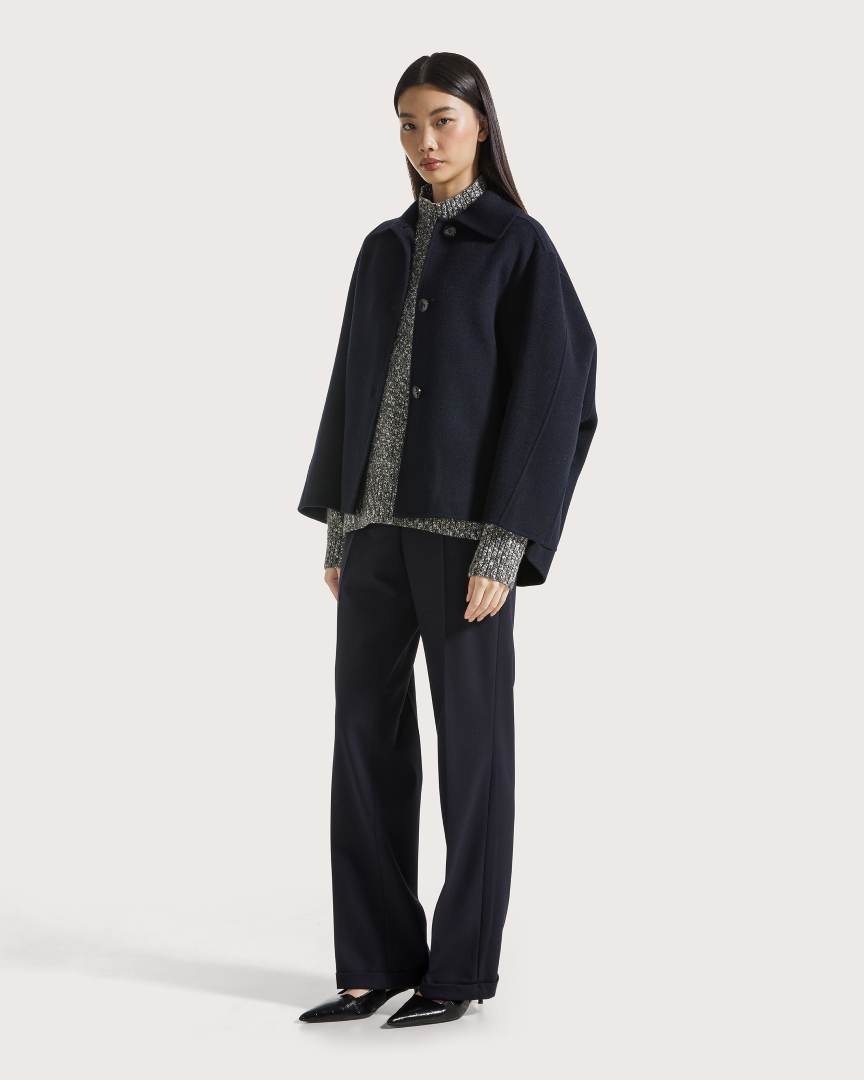 Nohavice blu gabardine pettinata misto lana bistretch – Obrázok 4