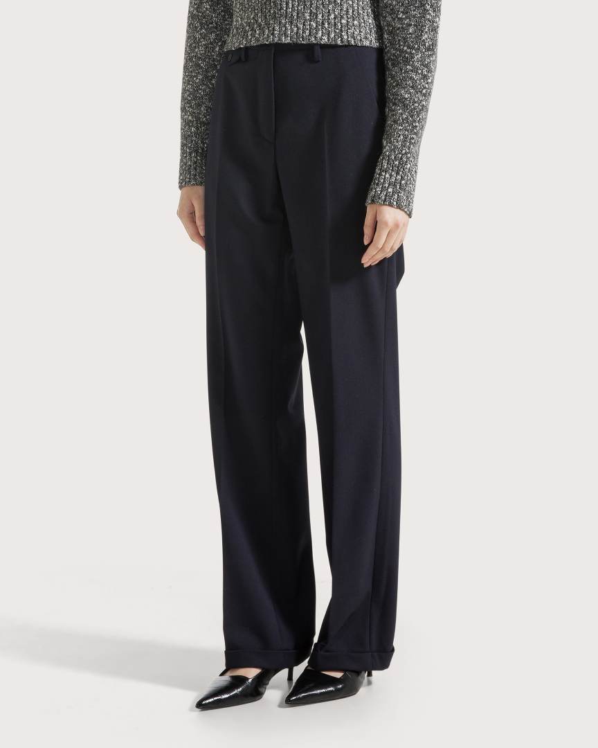 Nohavice blu gabardine pettinata misto lana bistretch