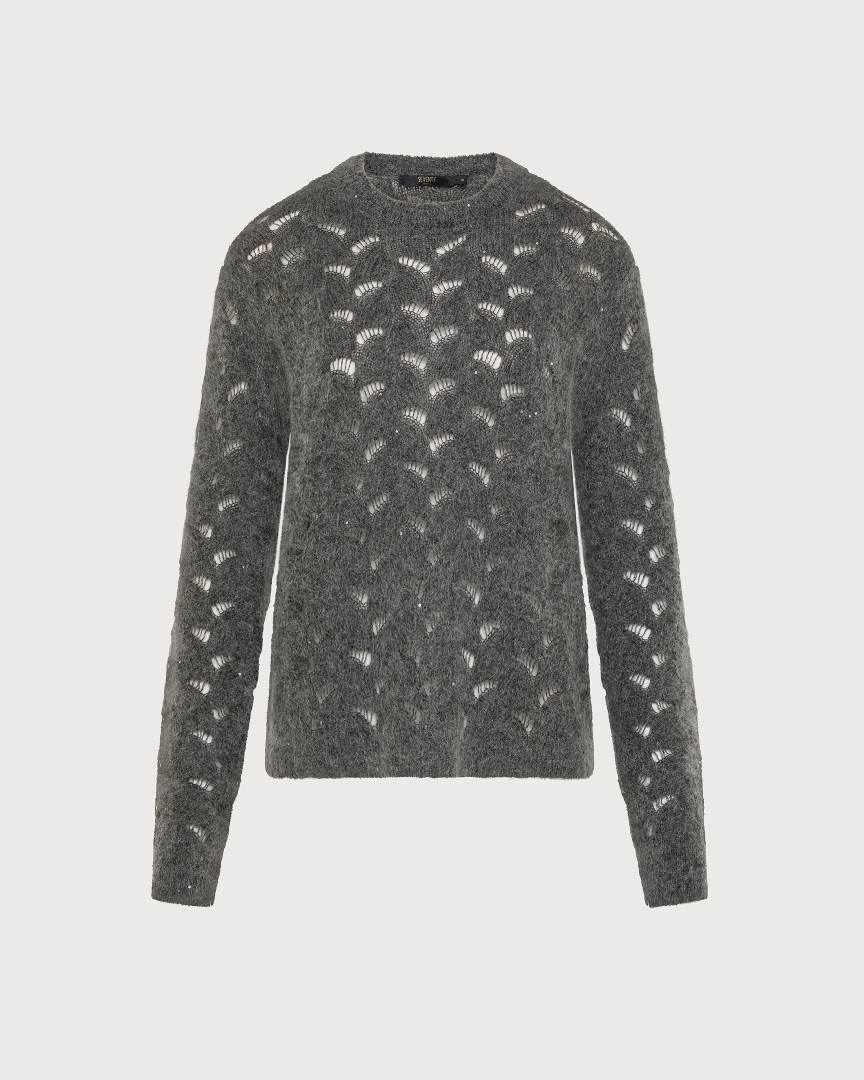 Sveter grigio chiaro misto lana/mohair con pailettes