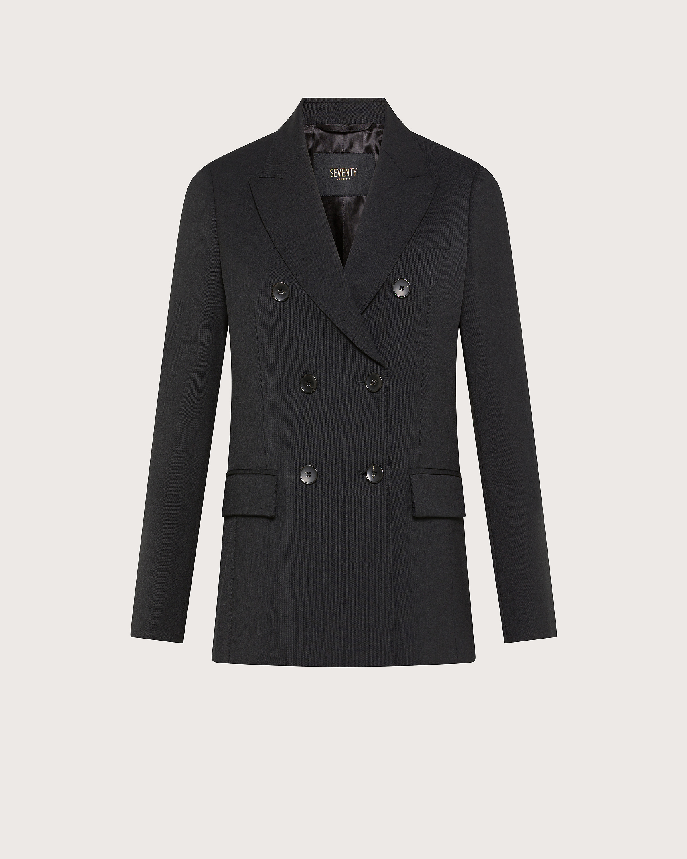 Sako nero gabardine pettinata misto lana bistretch