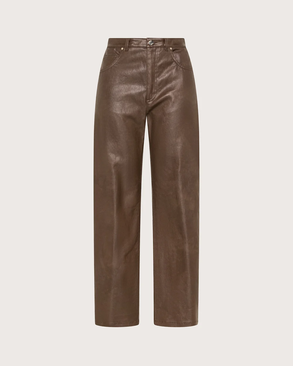 Nohavice marrone gabardina effetto pelle – Obrázok 3