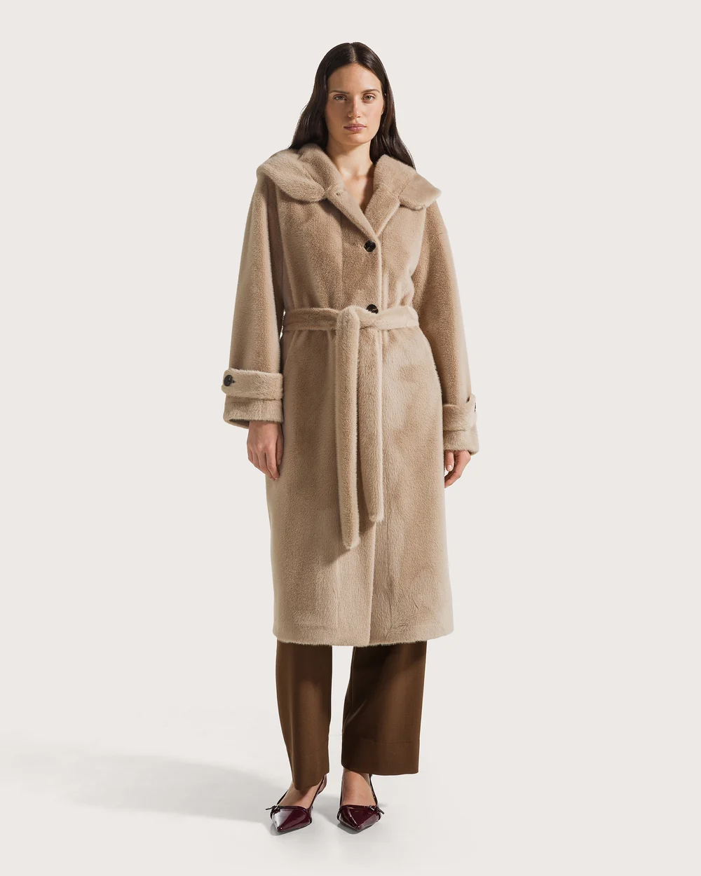 Bunda beige ecopelliccia leggera sfoderata
